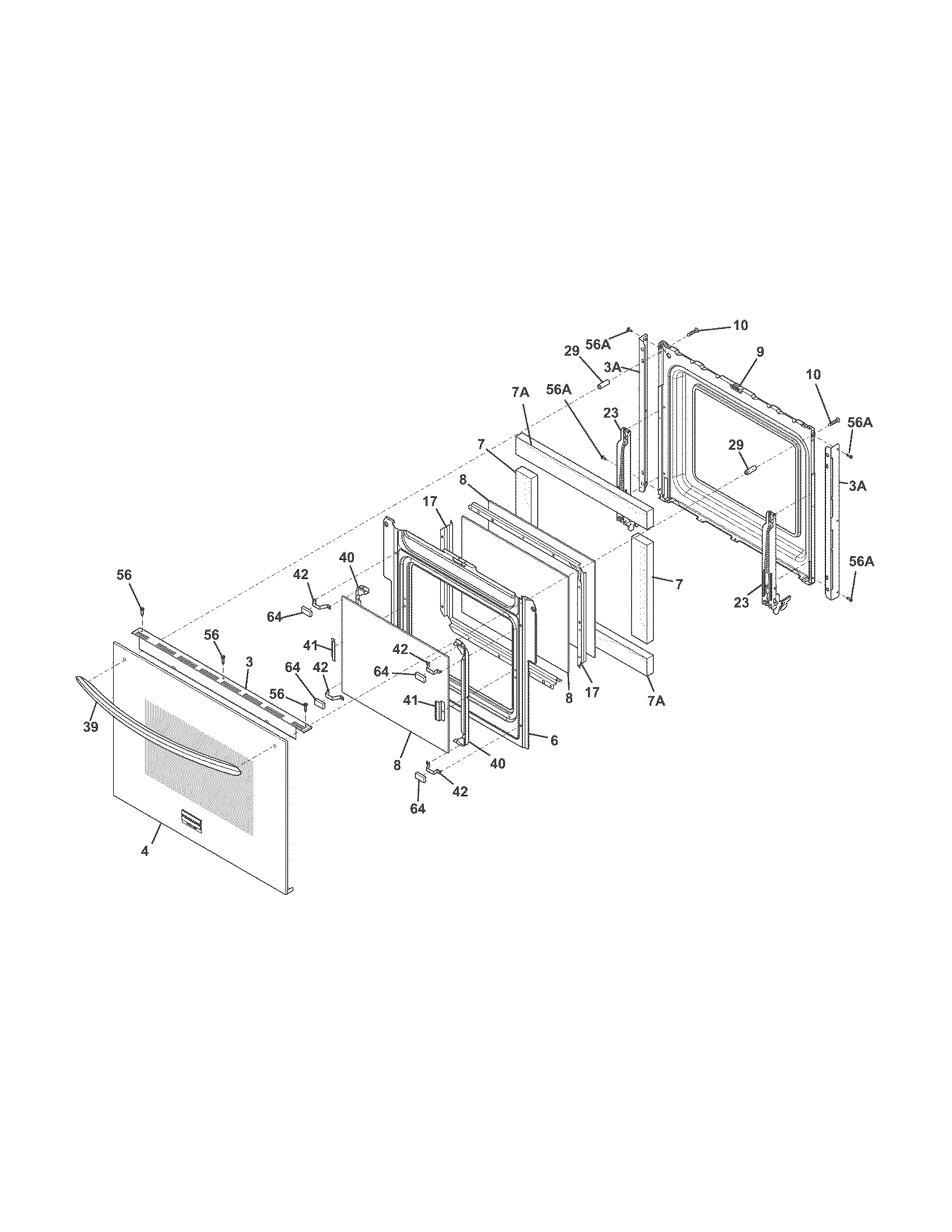Frigidaire FGEW2765PBC door diagram
