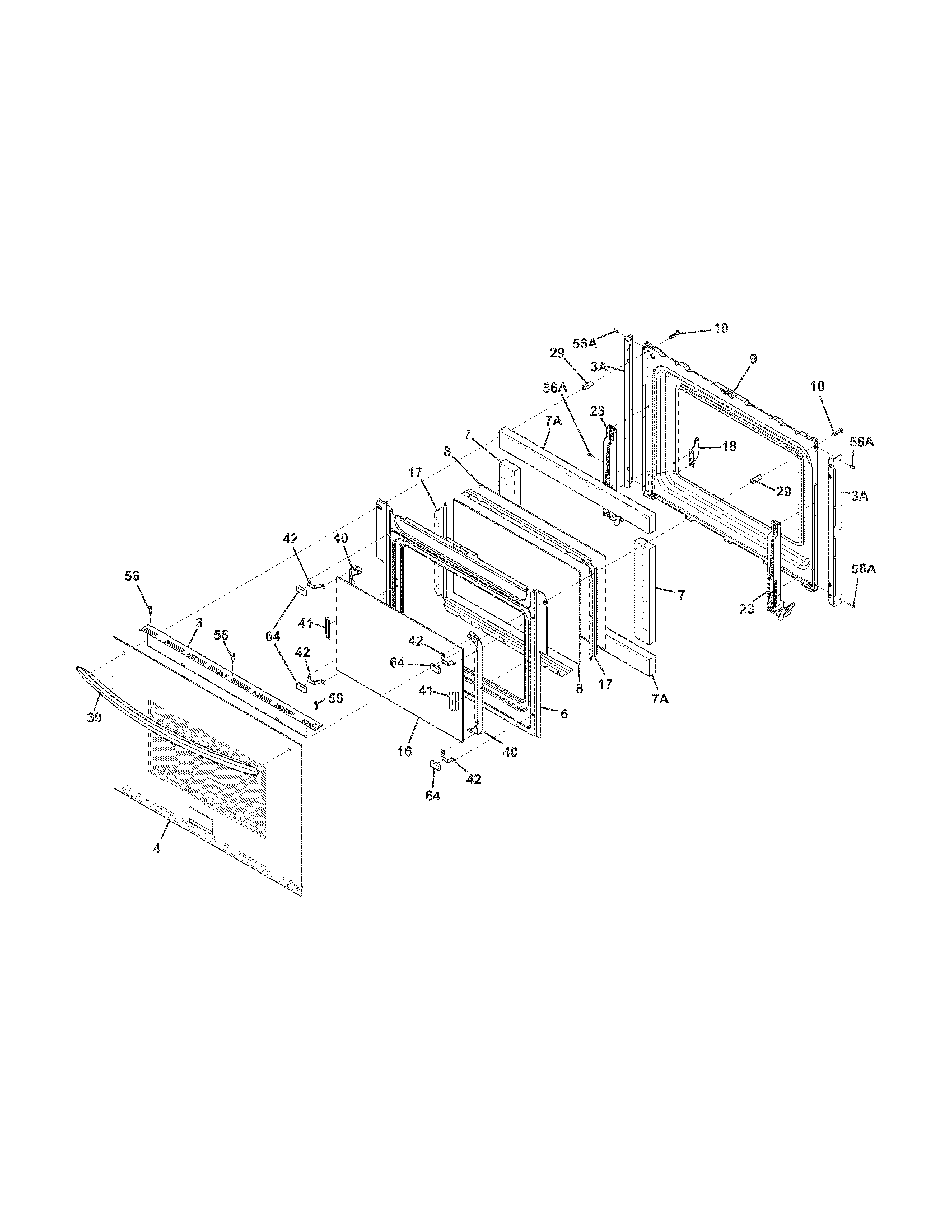 Frigidaire FGES3065PWB door diagram