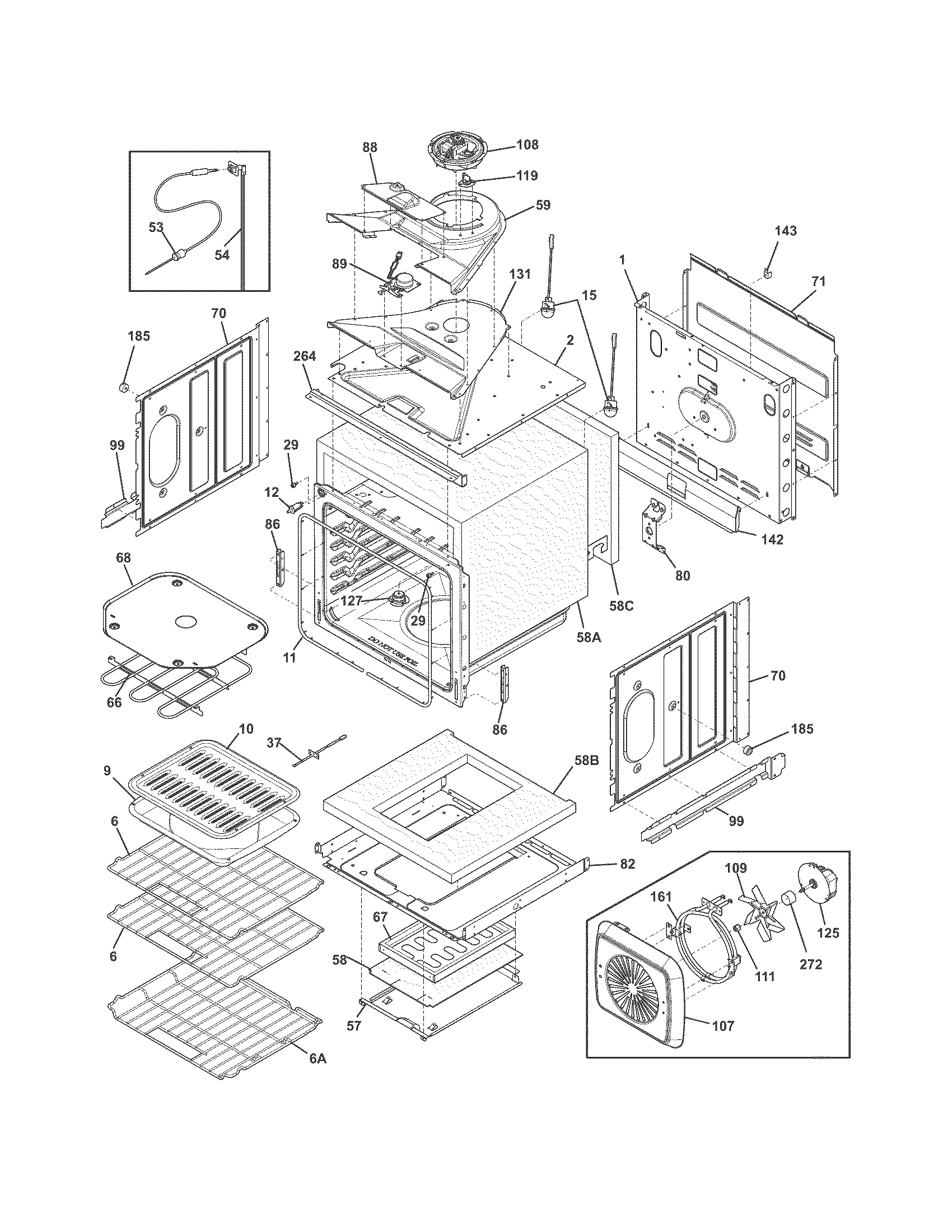 Frigidaire FGET2765PFC upper oven diagram