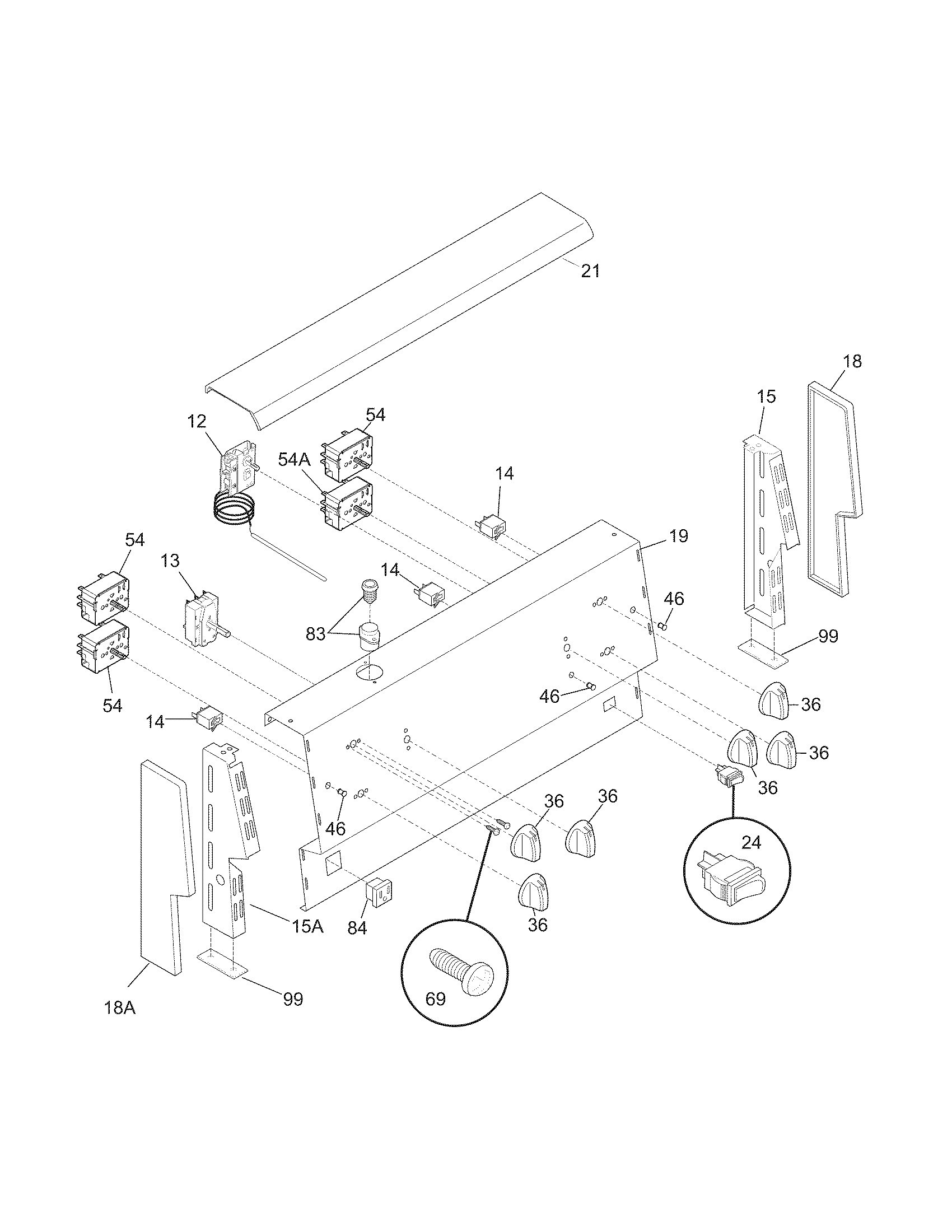 Frigidaire CFEF2405LWD backguard diagram
