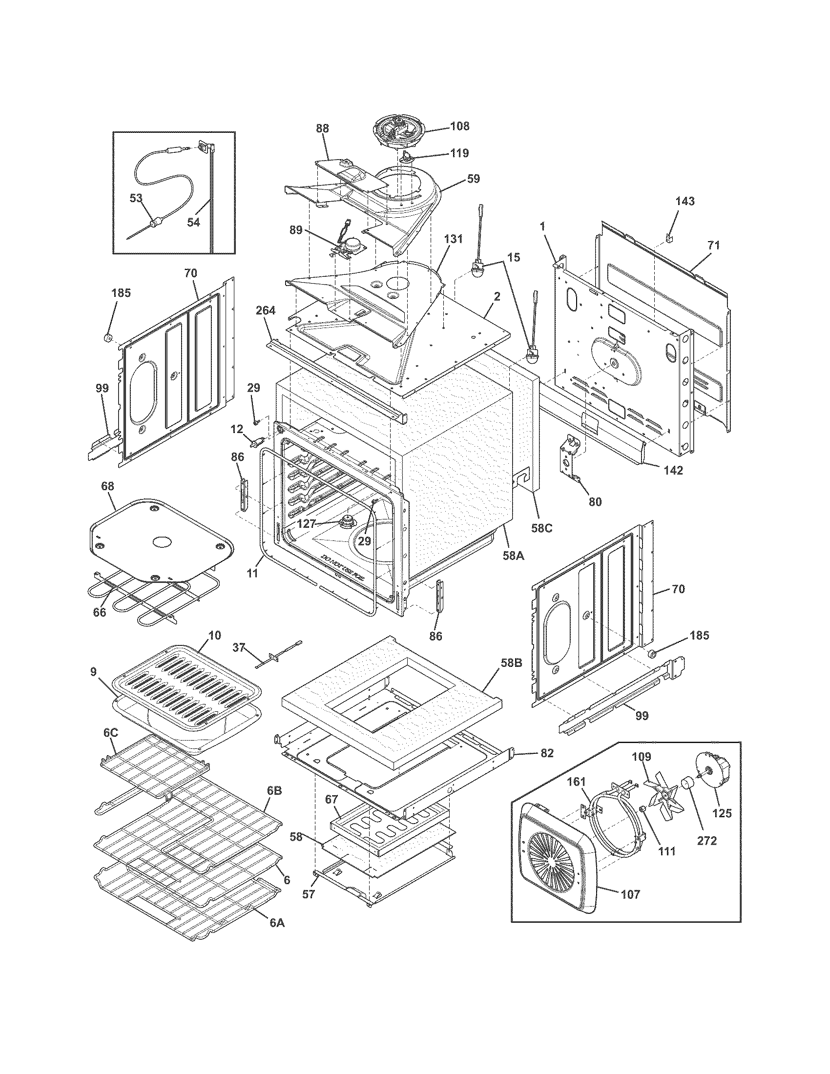 Frigidaire FPET2785PFC upper oven diagram