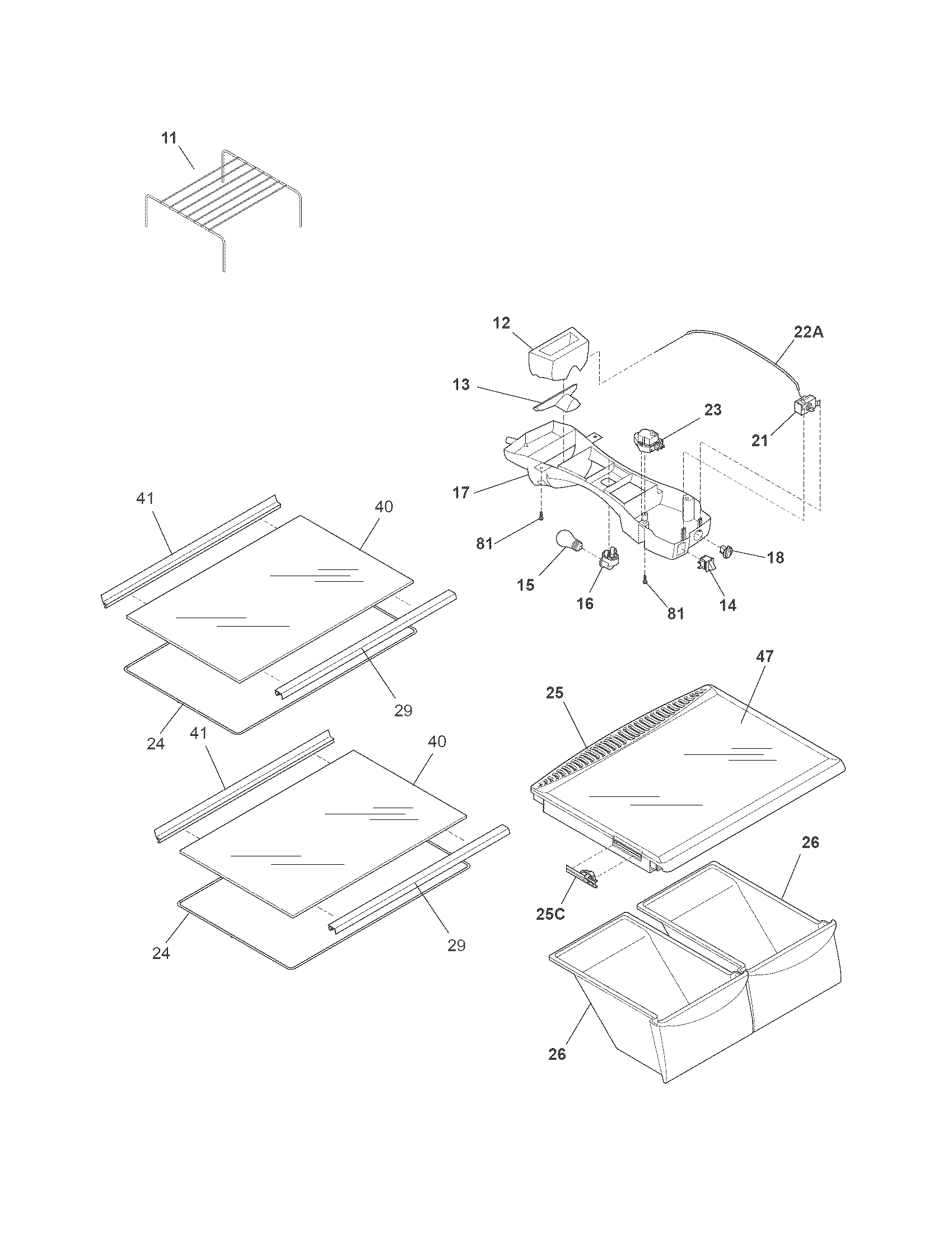 Crosley CRT182HNW4 shelves diagram