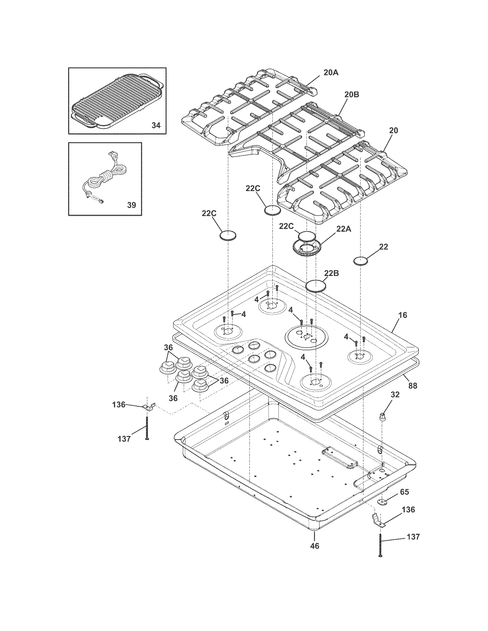 Electrolux EW30GC60PS0 cook top diagram