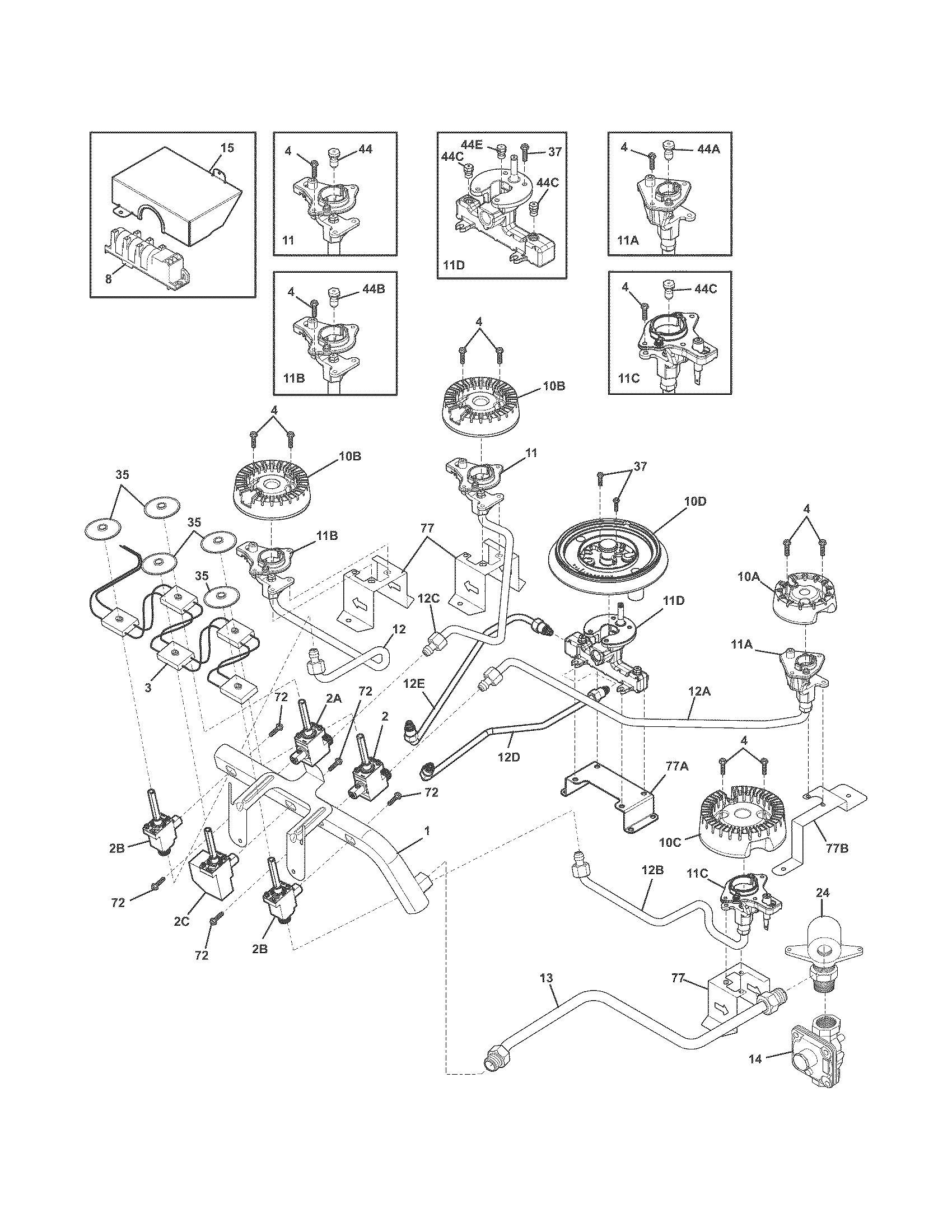 Electrolux EW30GC60PS0 burner diagram