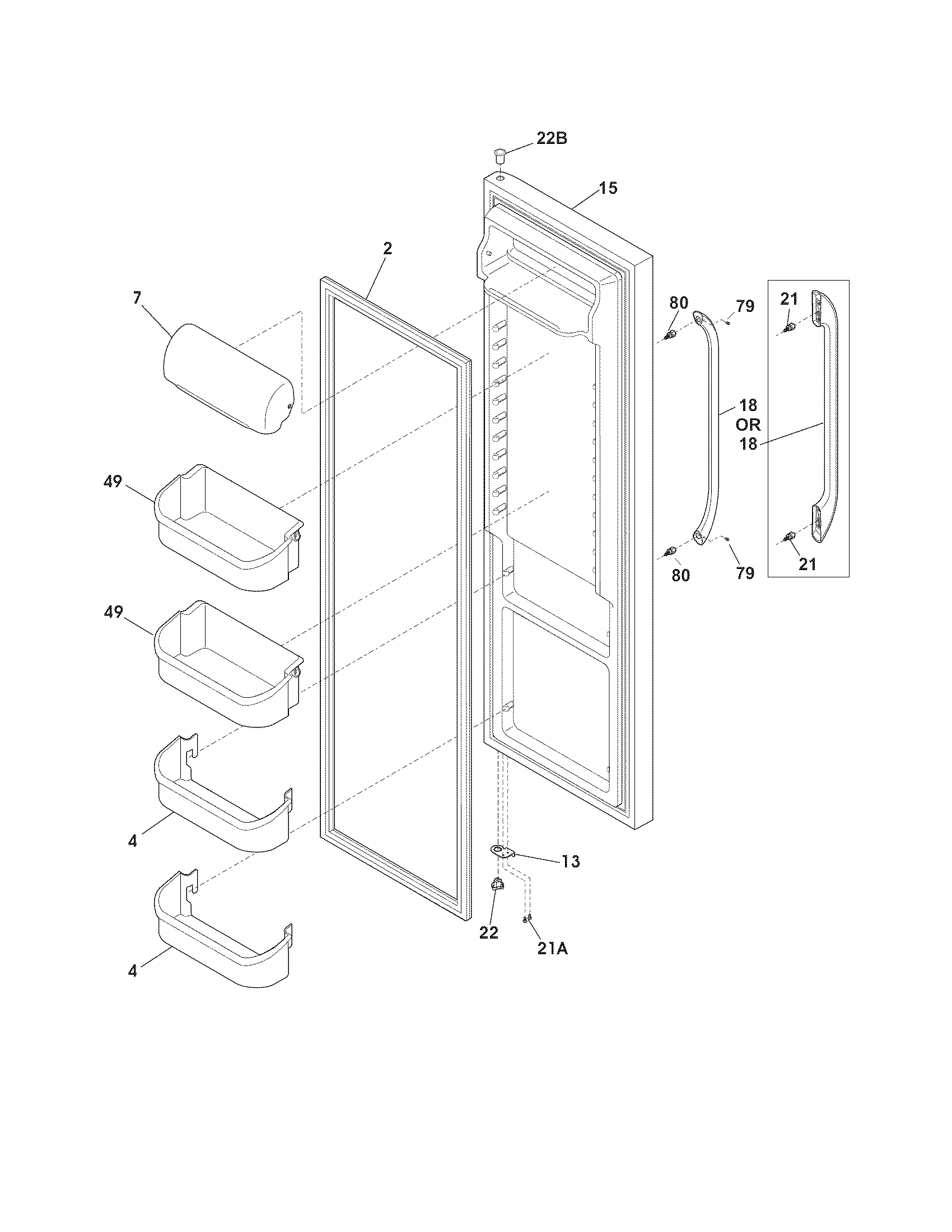 Frigidaire FFHS2622MHF refrigerator door diagram