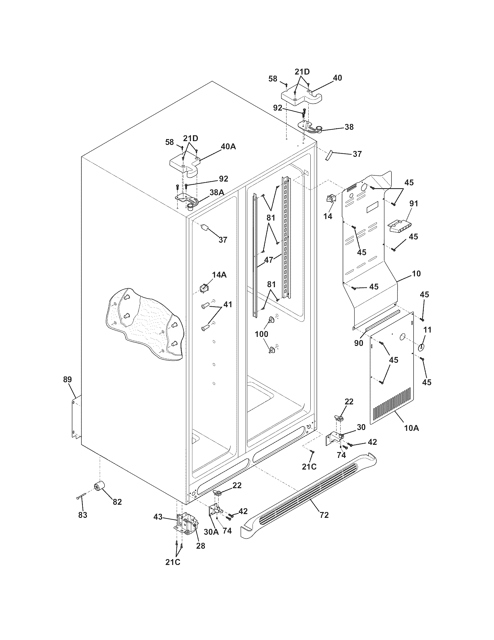 Frigidaire FFHS2622MHF cabinet diagram