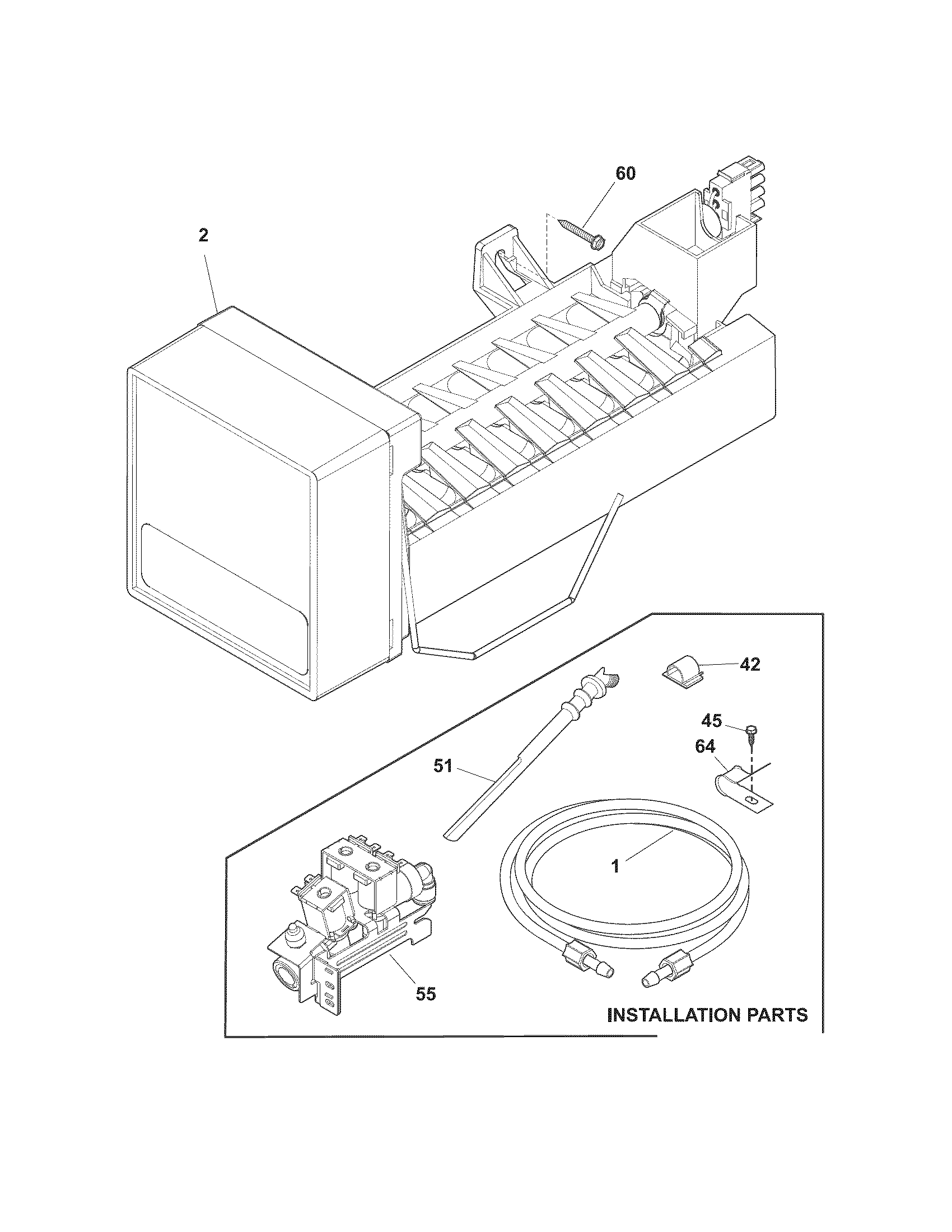 Frigidaire FFHS2622MHF ice maker diagram