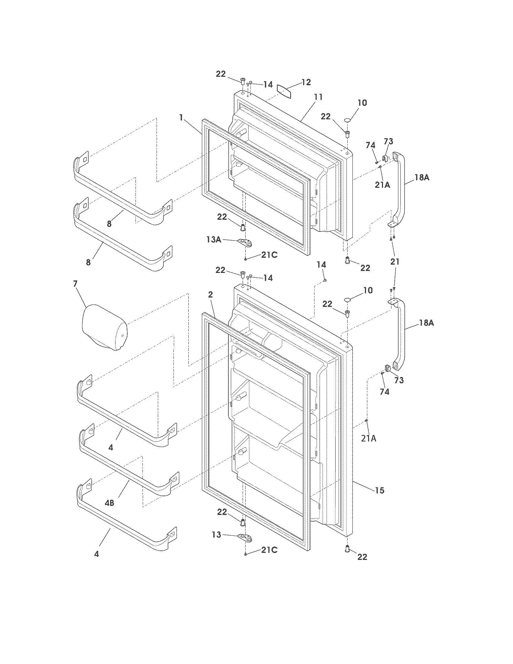 Frigidaire FRT18G2NW8 doors diagram