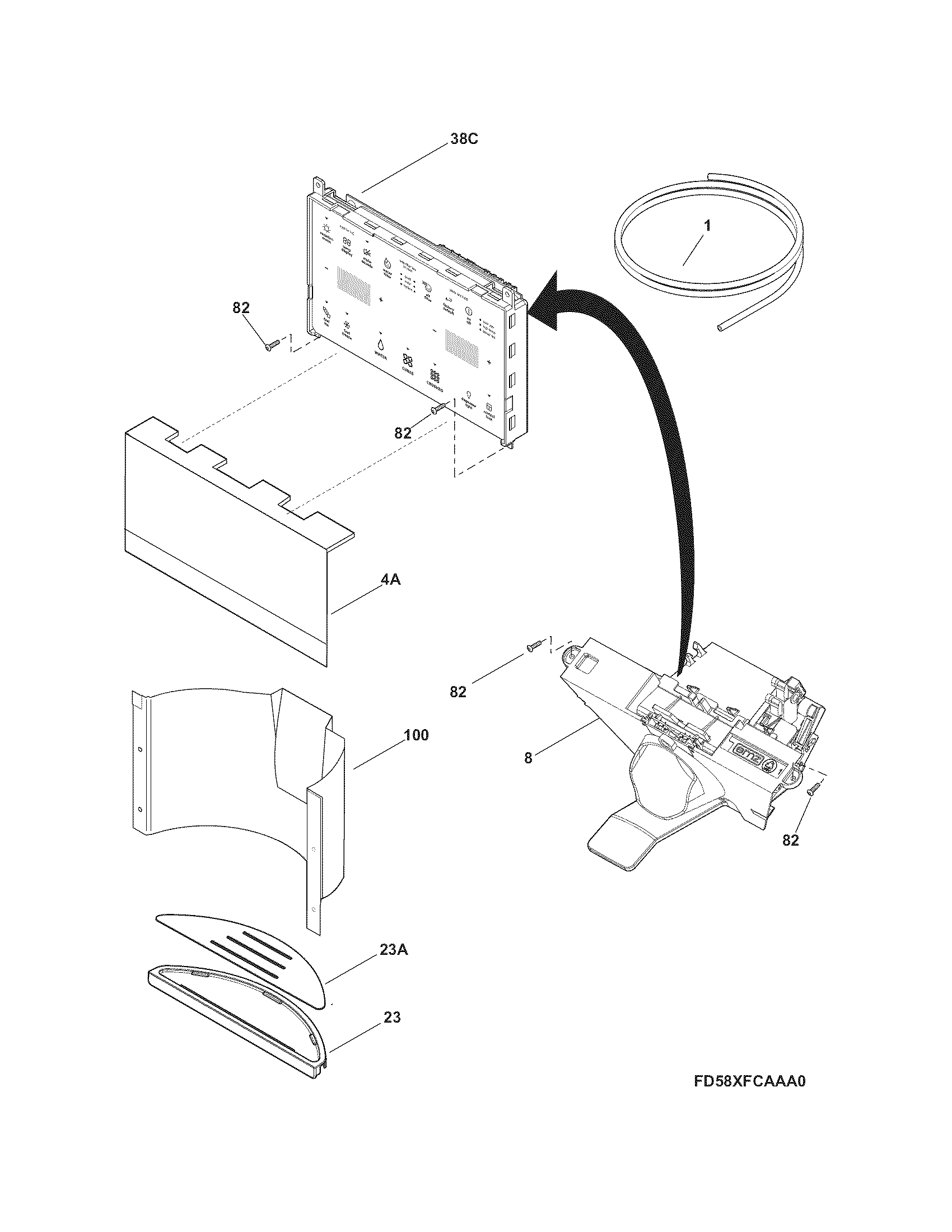 Electrolux E23BC78IPSH controls & ice dispenser diagram