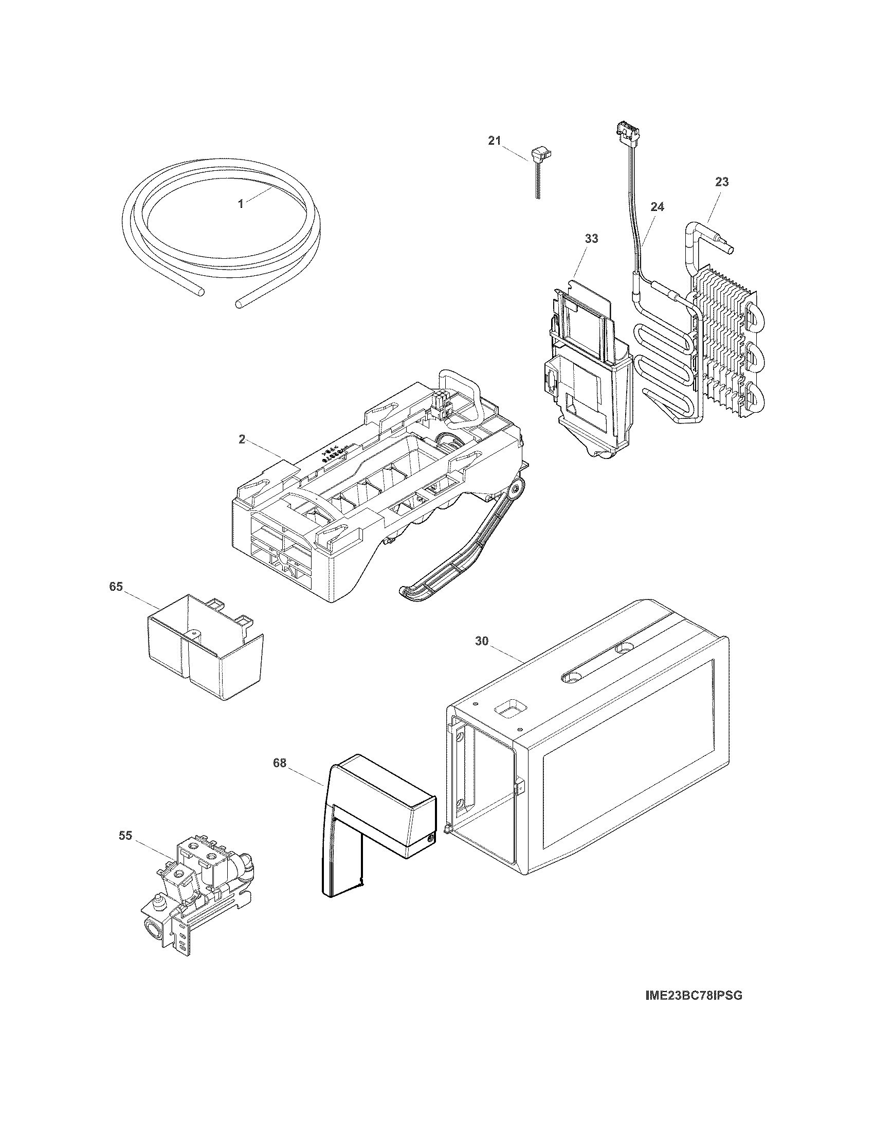 Electrolux E23BC78IPSH ice maker diagram