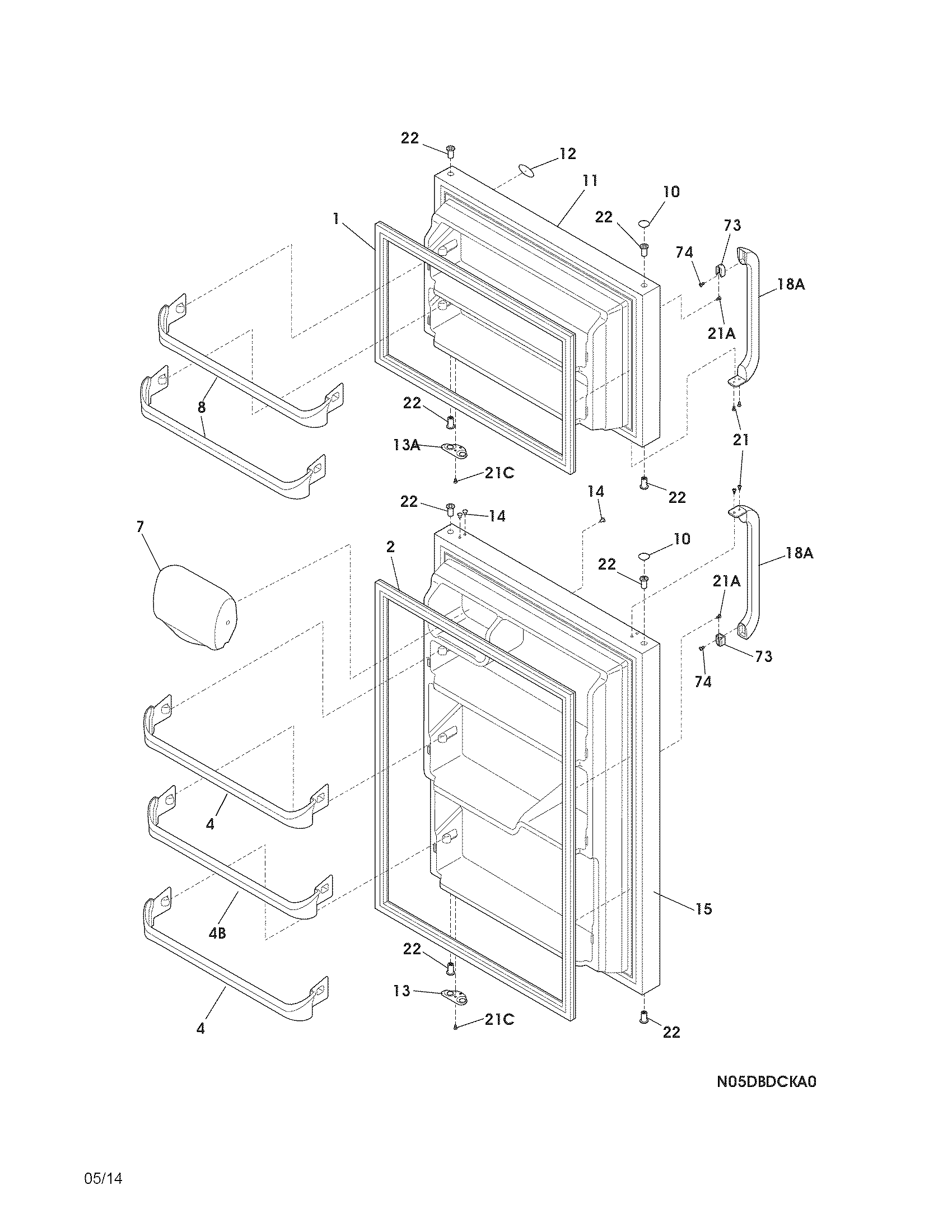 White-Westinghouse WRT8G3EWY doors diagram