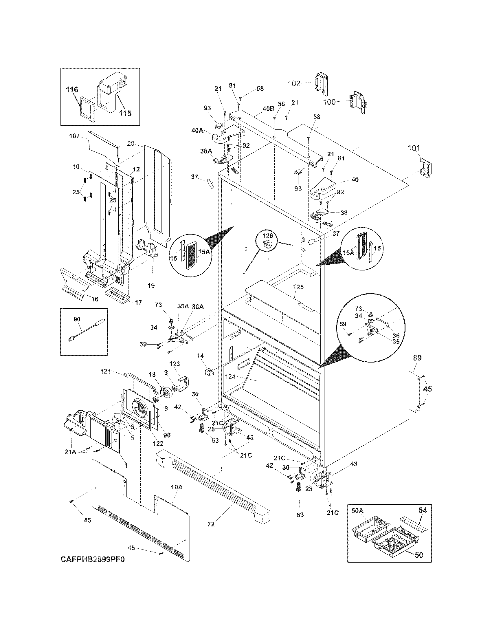 Frigidaire FPHF2399PF4 cabinet diagram