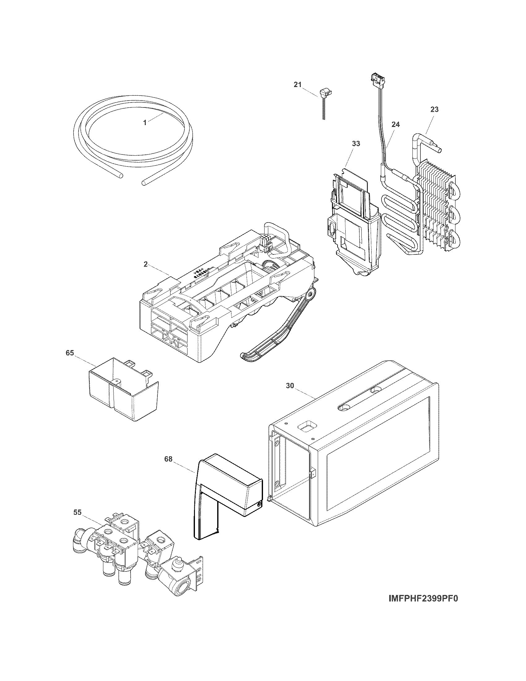 Frigidaire FPHF2399PF4 fresh food ice maker diagram