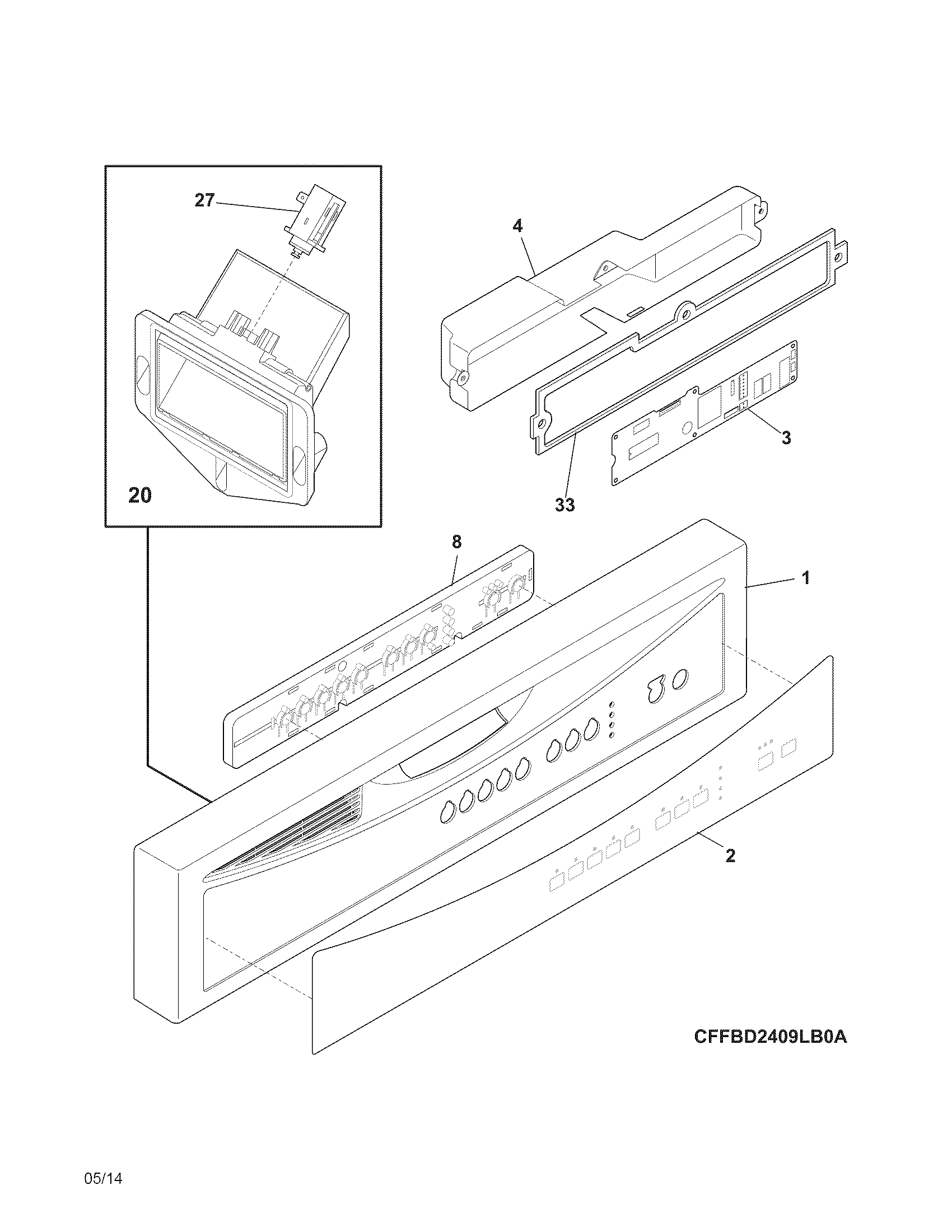 Frigidaire LFBD2409LW1B control panel diagram