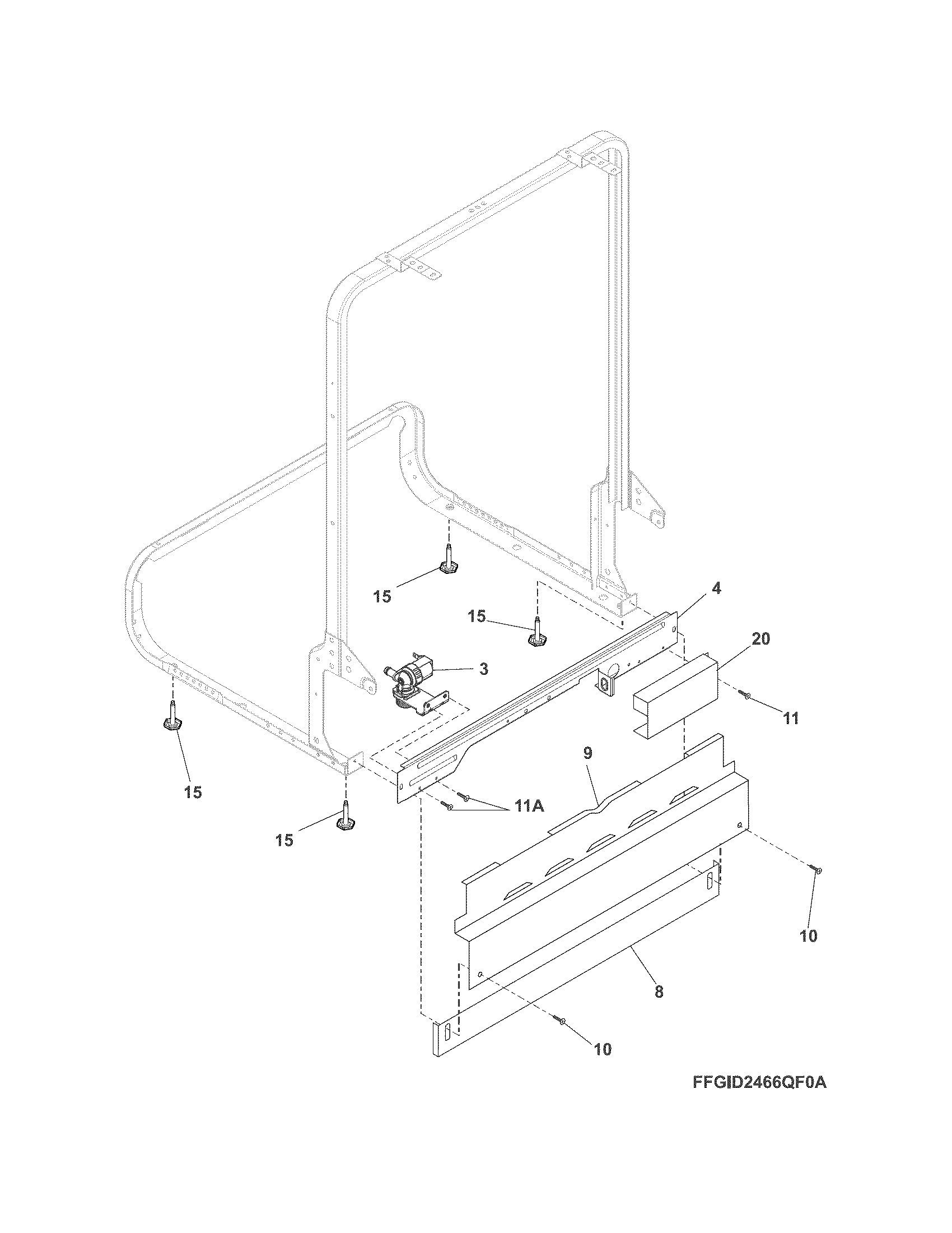 Frigidaire FGBD2438PB1A frame diagram