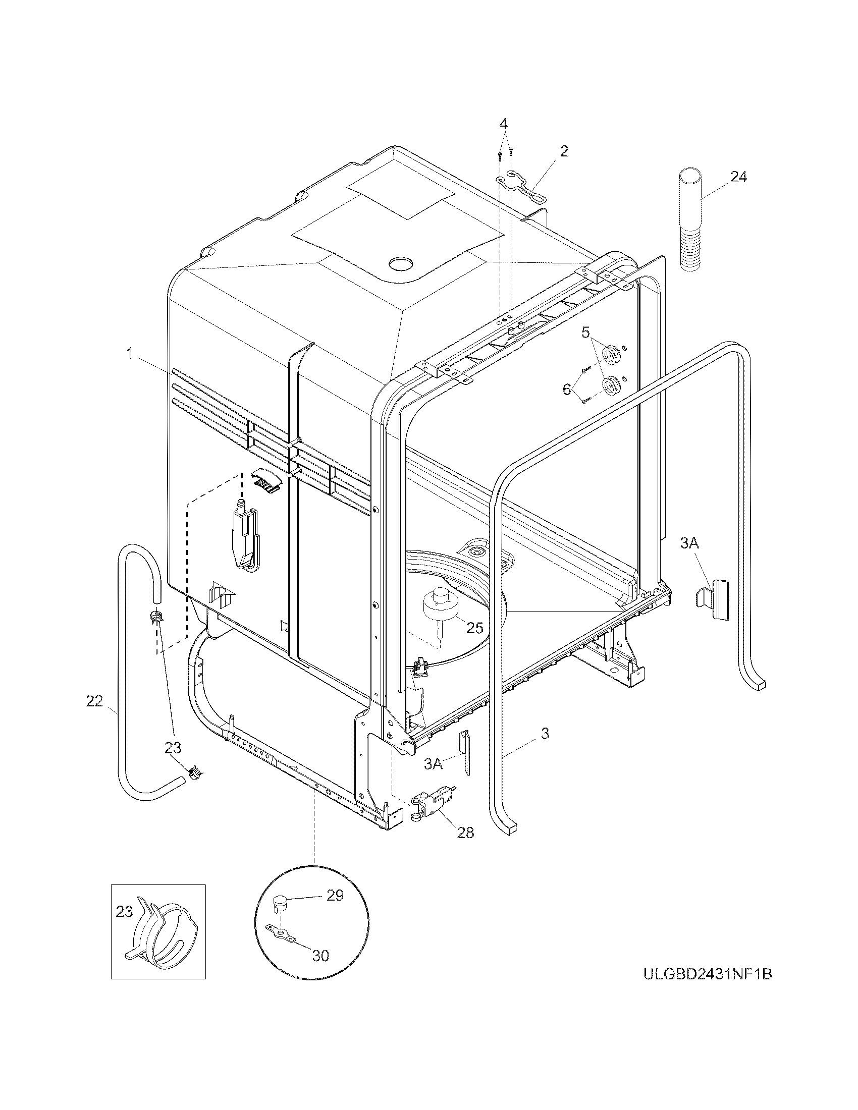 Frigidaire LGBD2435NQ1A tub diagram