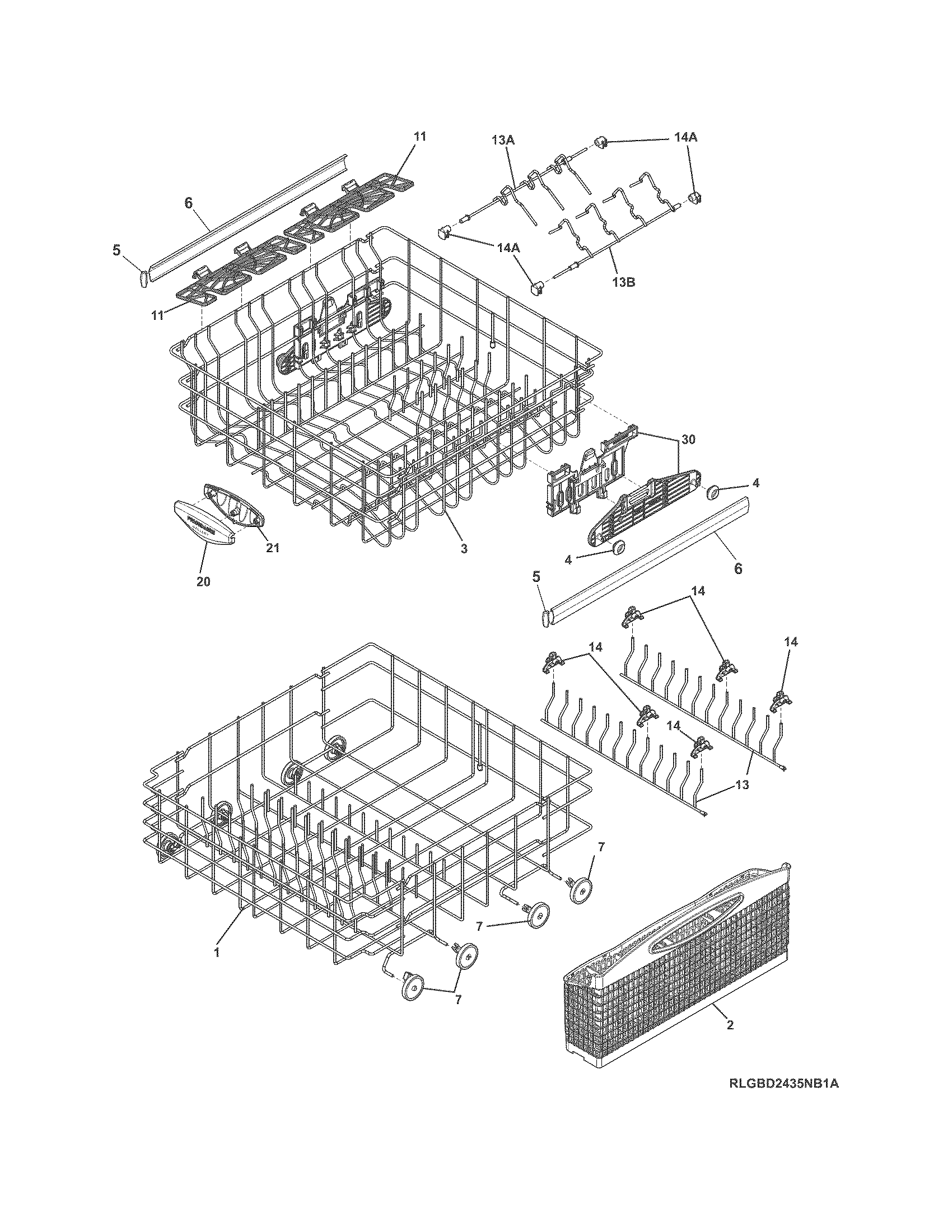 Frigidaire LGBD2435NQ1A racks diagram