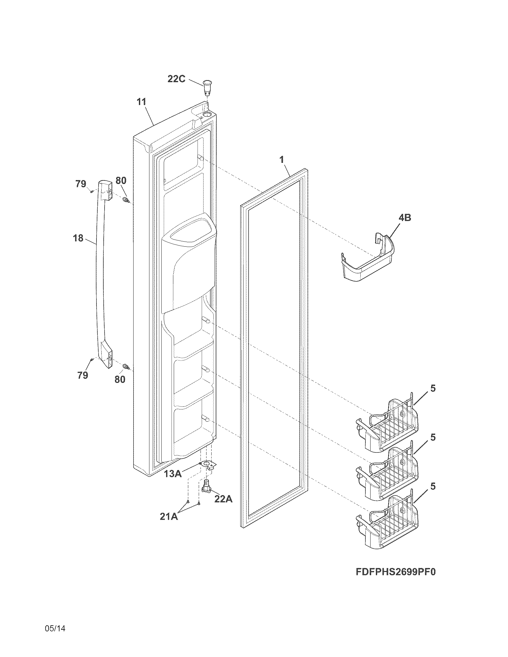Frigidaire FPHS2399PF3 freezer door diagram