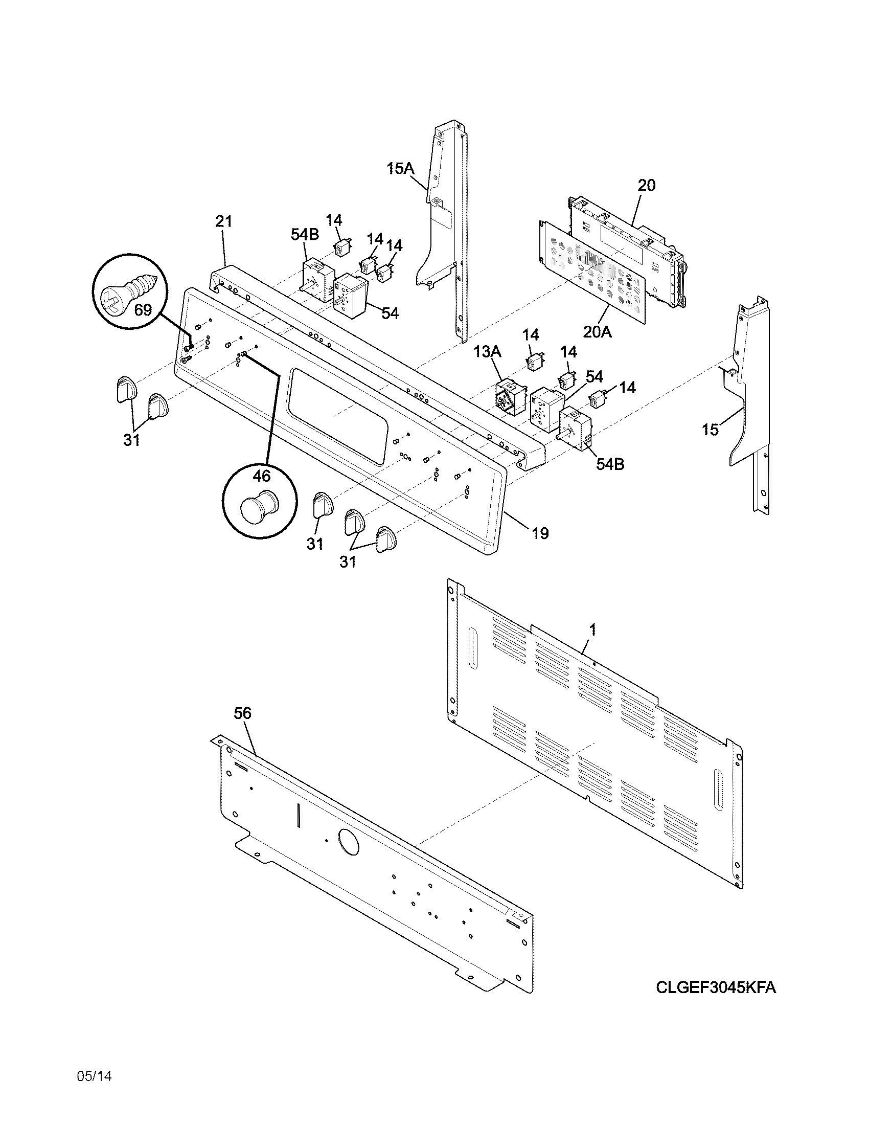 Frigidaire CGEF3055MWD backguard diagram