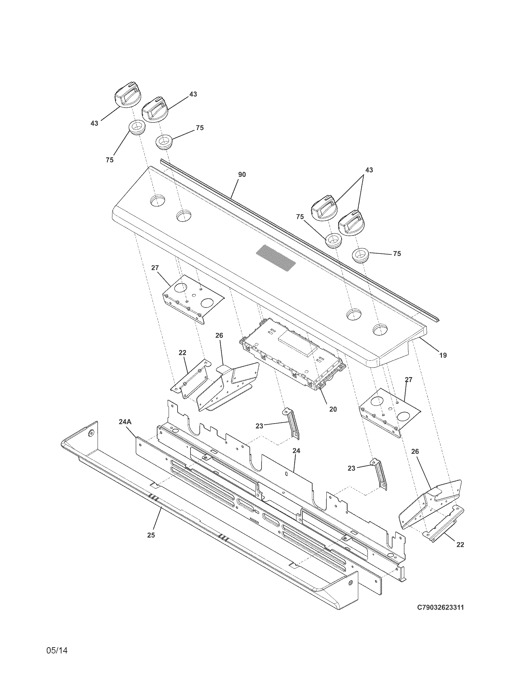 Kenmore Elite 79032623311 backguard diagram