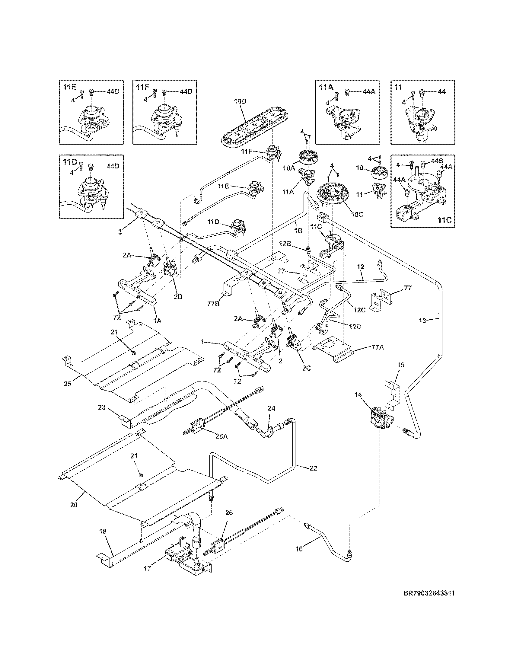 Kenmore Elite 79032632312 burner diagram