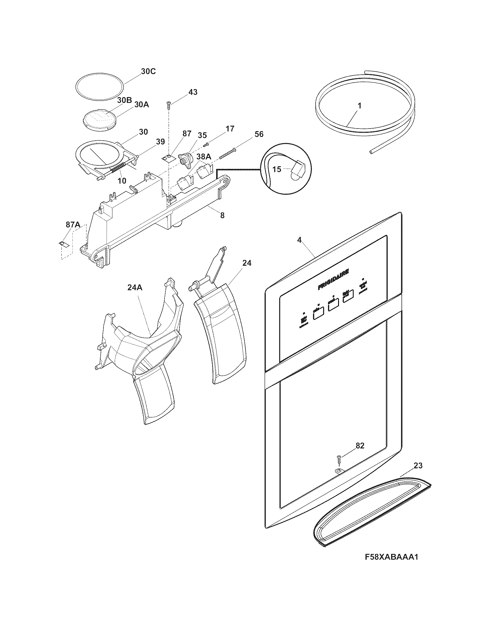 Crosley CRSH268MW9 ice & water dispenser diagram