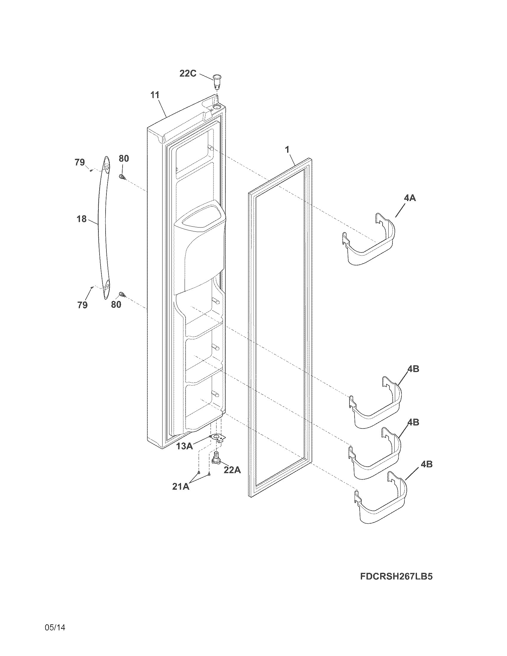 Crosley CRSH268MWB freezer door diagram