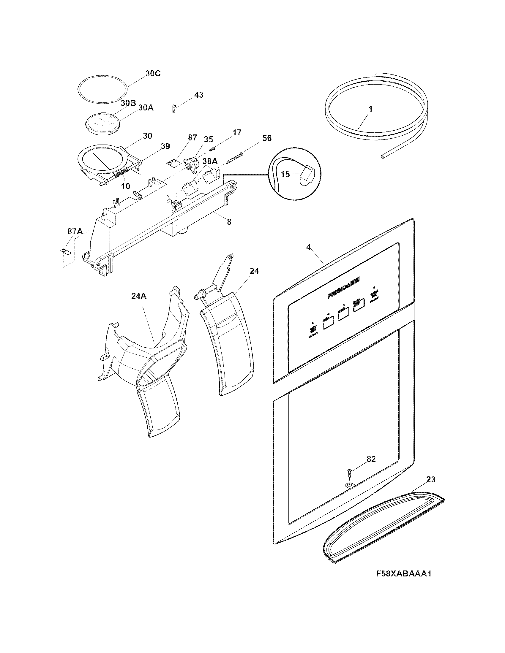 Crosley CRSH268MWB ice & water dispenser diagram