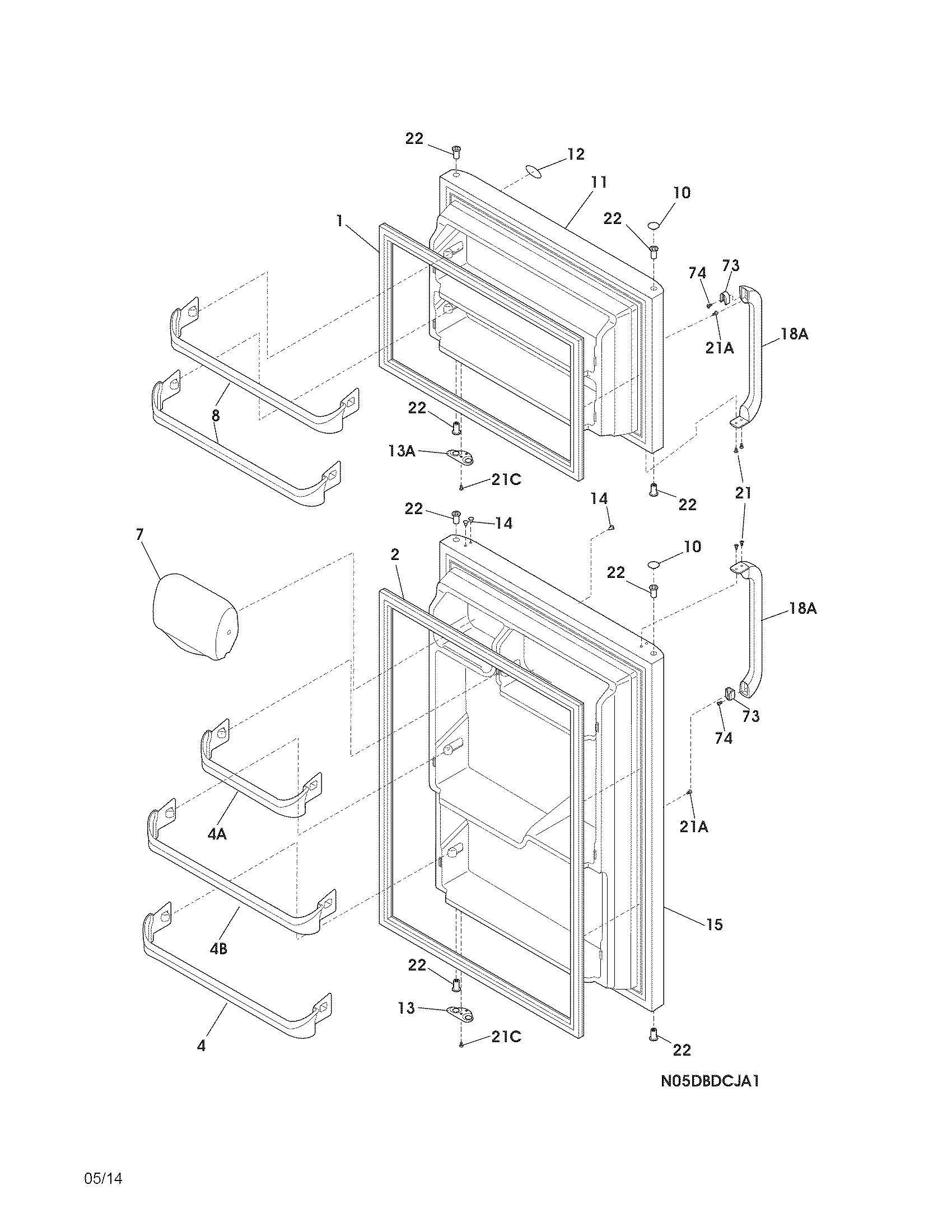 Crosley CRT151HLW9 doors diagram