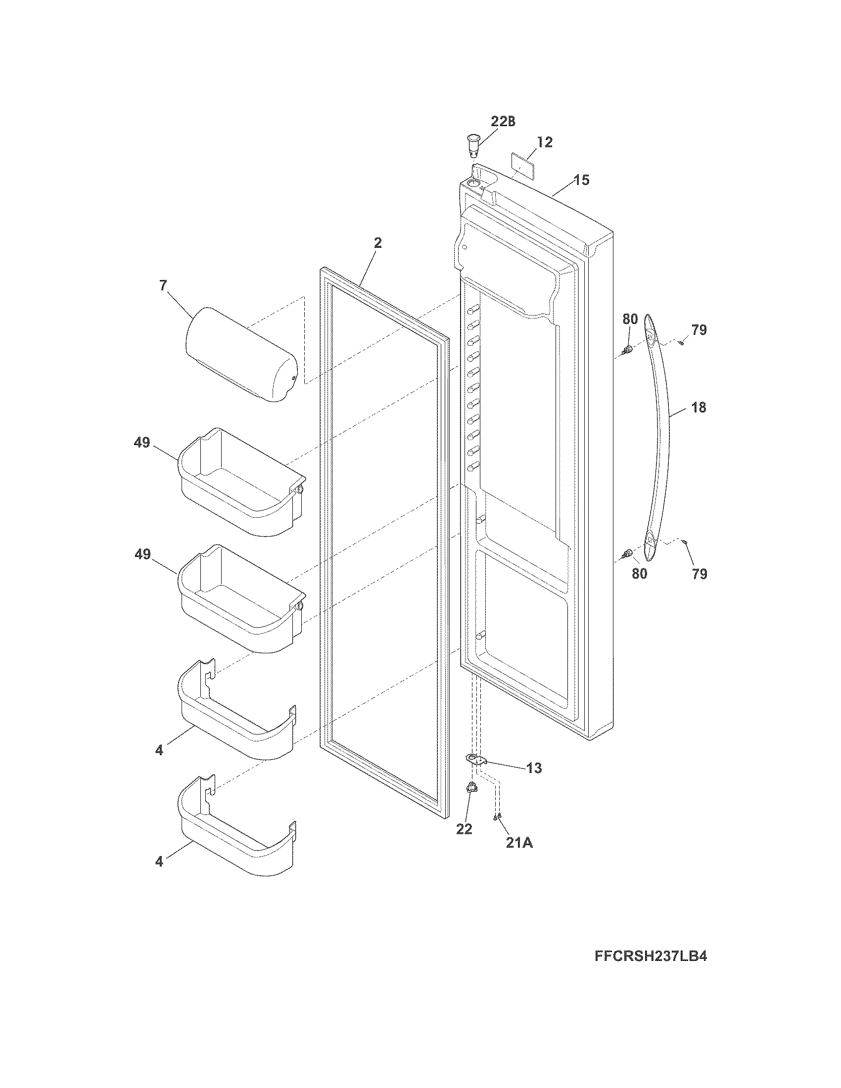 Crosley CRSH268MW7 refrigerator door diagram