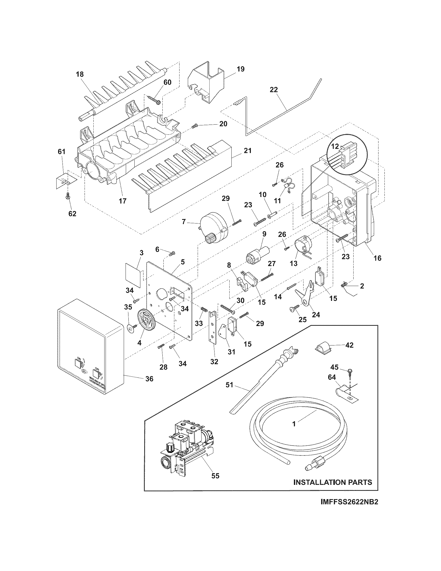 Crosley CRSH268MW7 ice maker diagram