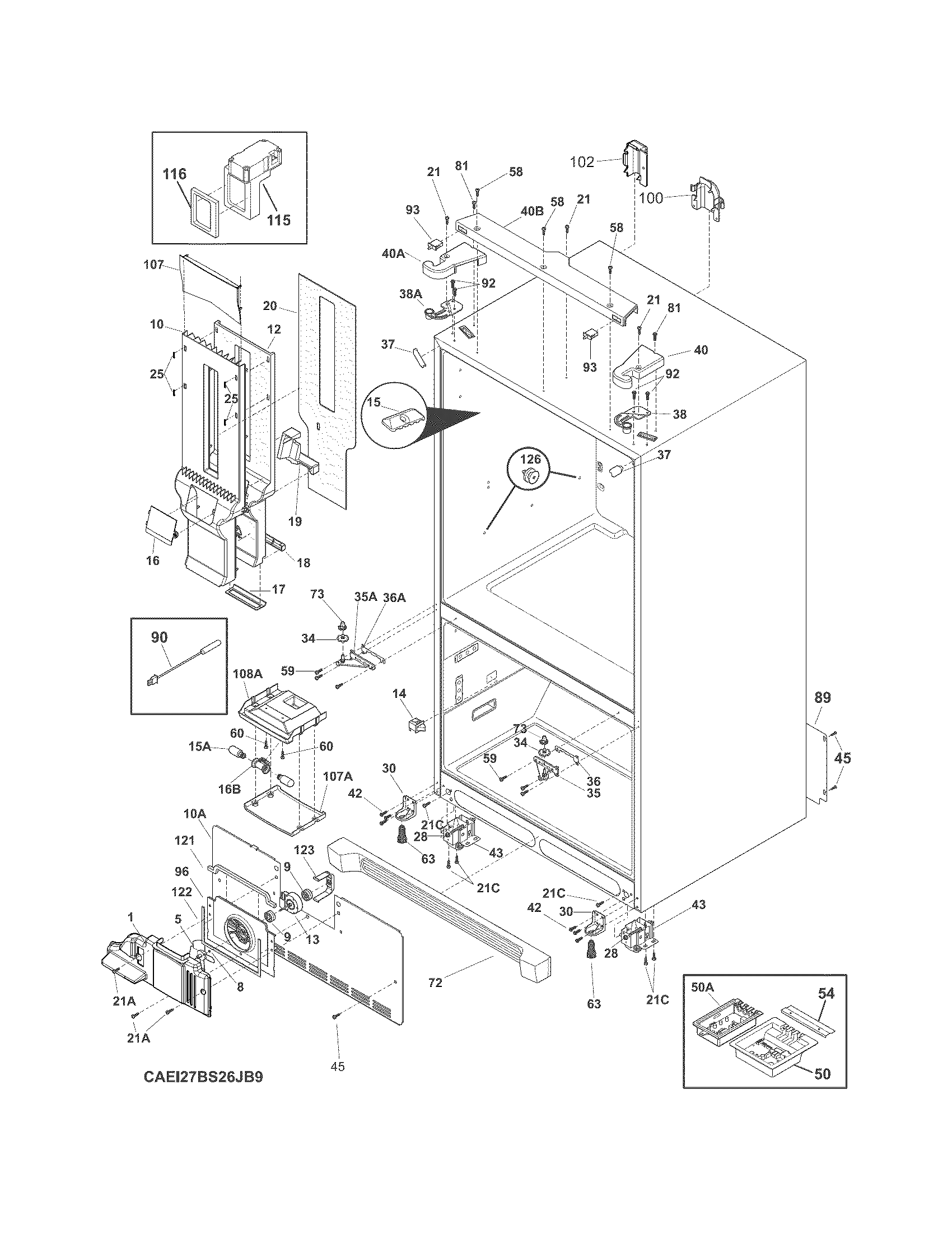 Electrolux EI27BS26JBD cabinet diagram