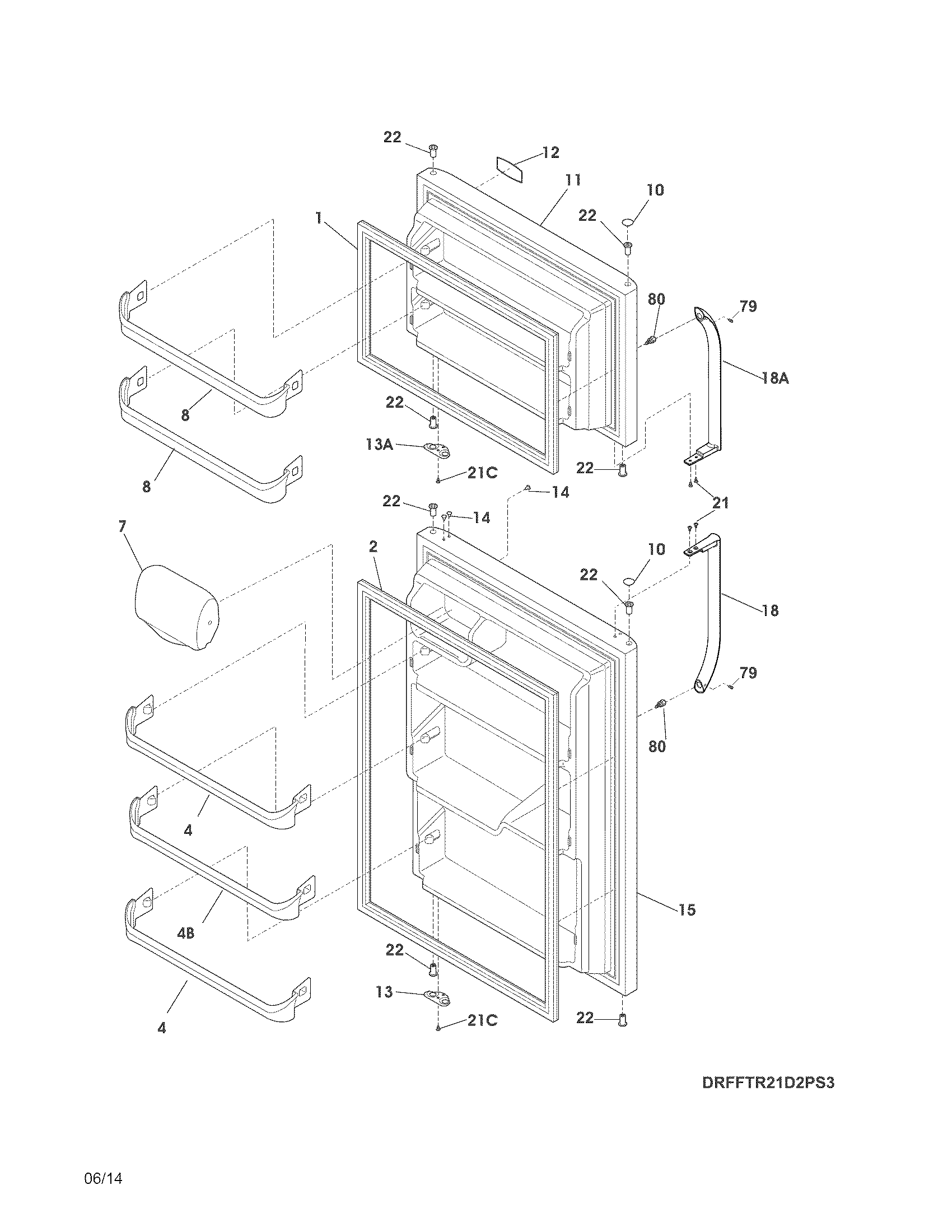 Frigidaire FRT18G2PS1 doors diagram