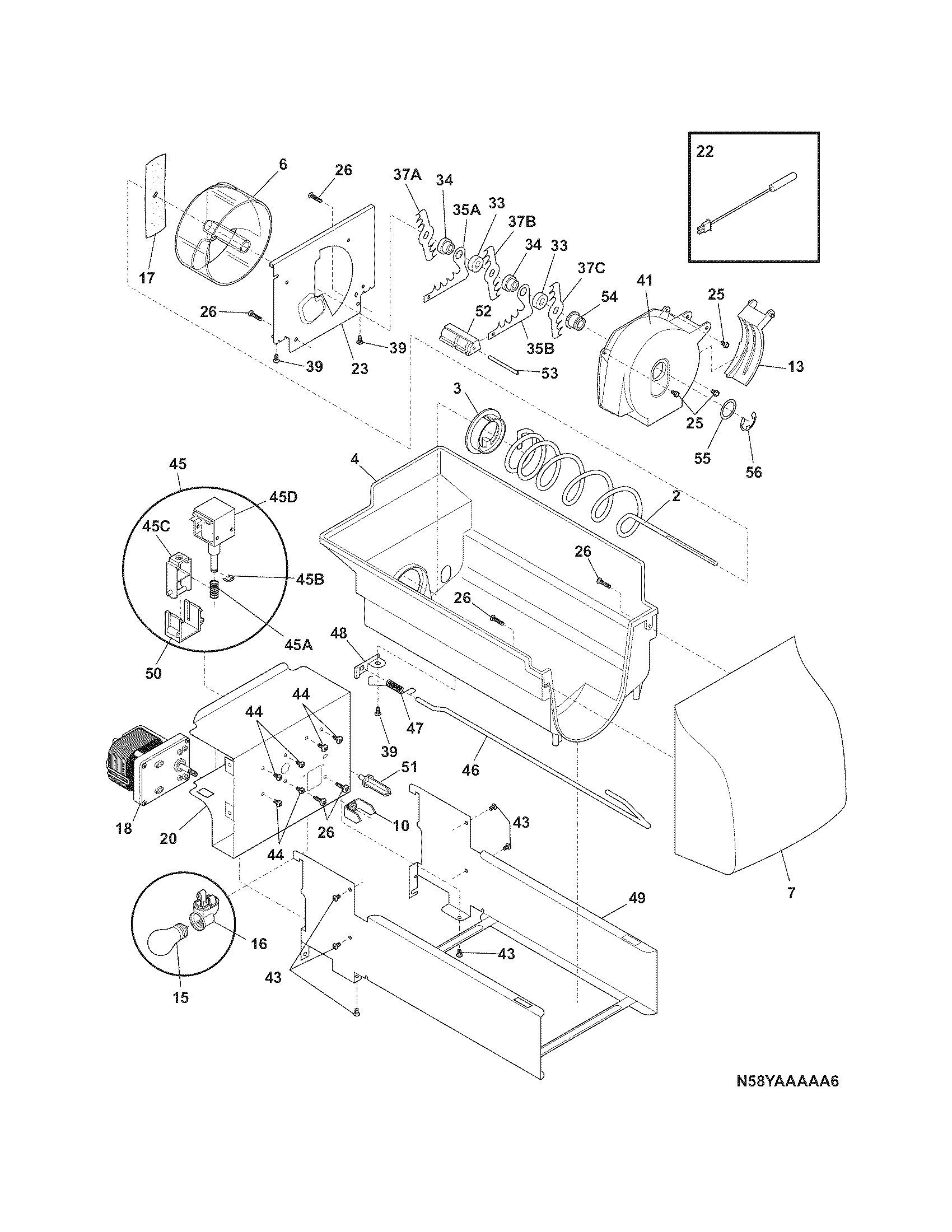 Frigidaire DFHS2313MFB ice container diagram