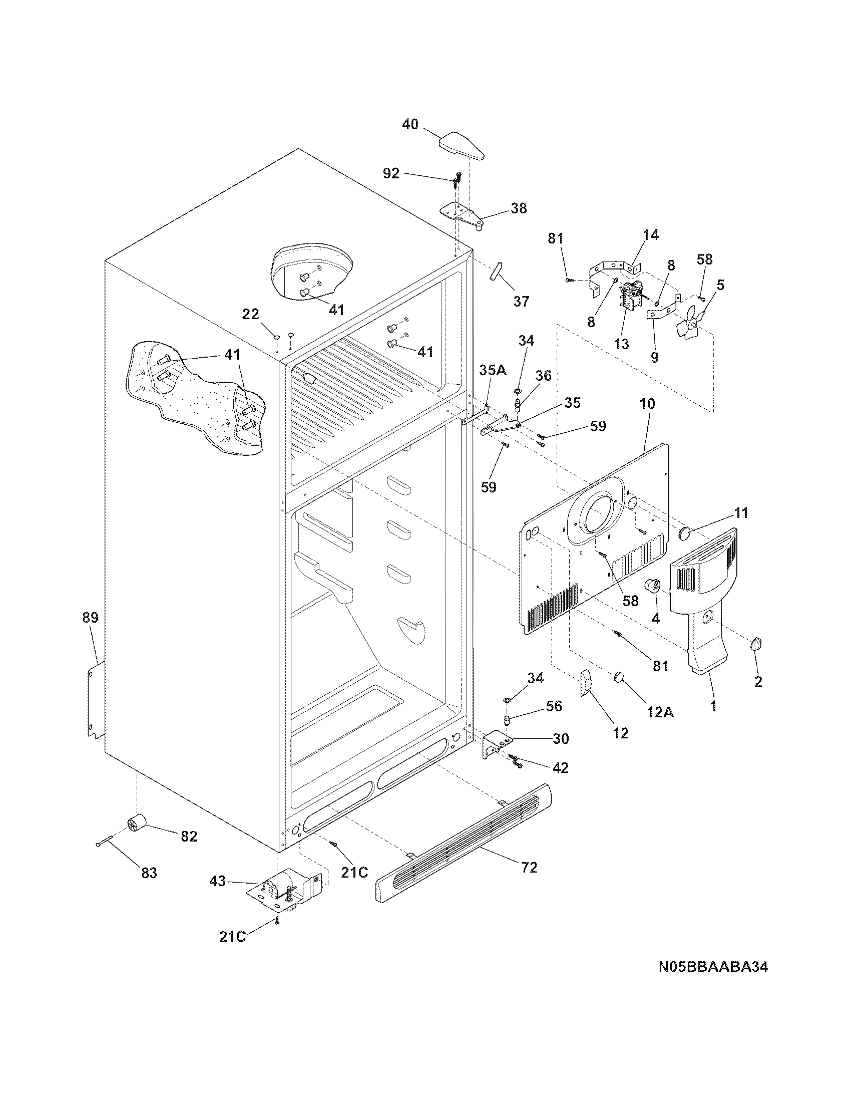 Frigidaire FFTR1817LWD cabinet diagram