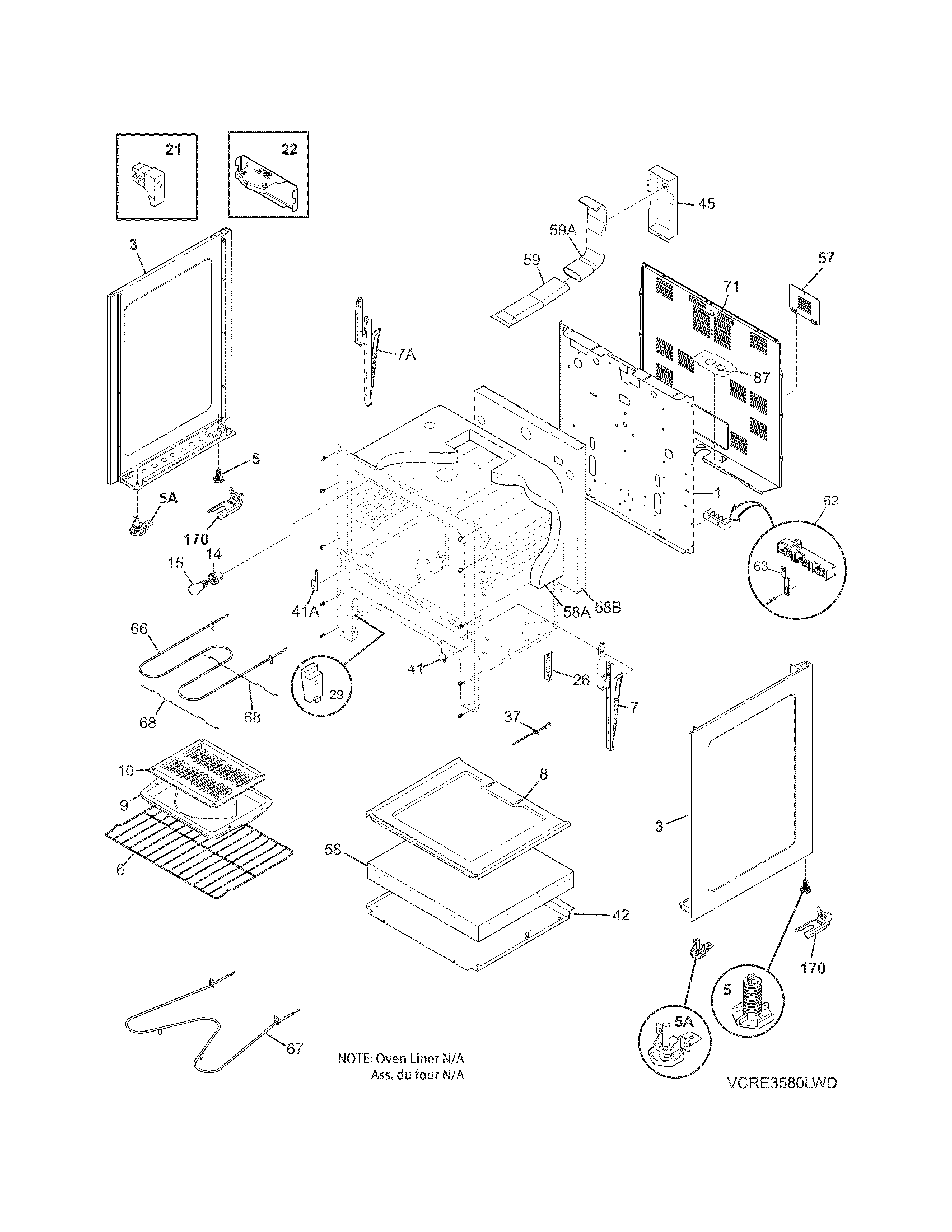 Crosley CRE3580QWA body diagram