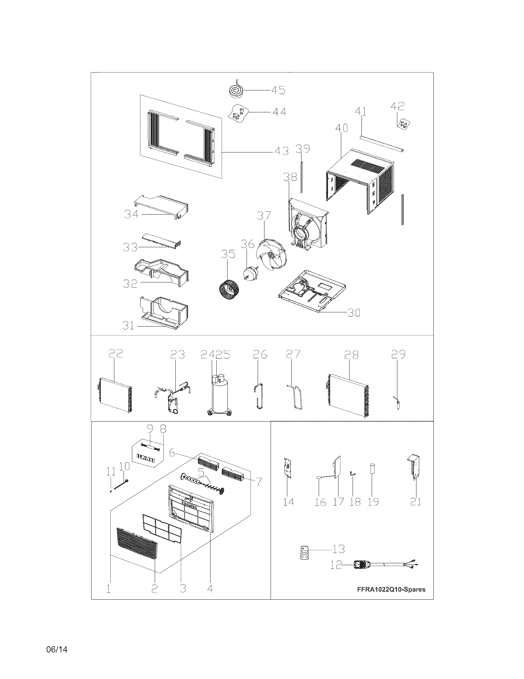 Frigidaire FFRA1022Q1A5 recommended spare parts diagram