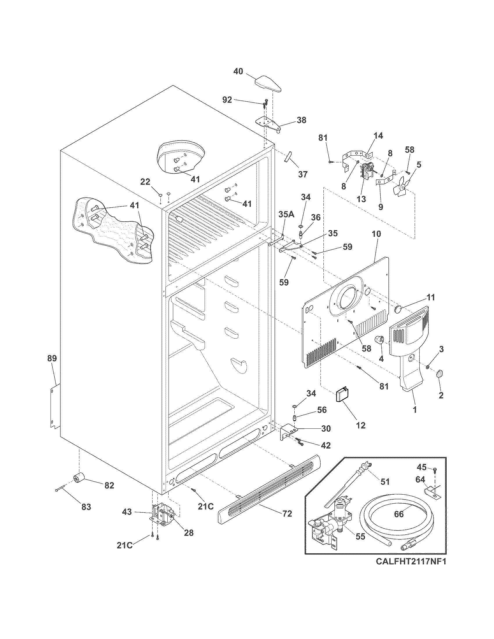 Frigidaire LFHT2117LB7 cabinet diagram