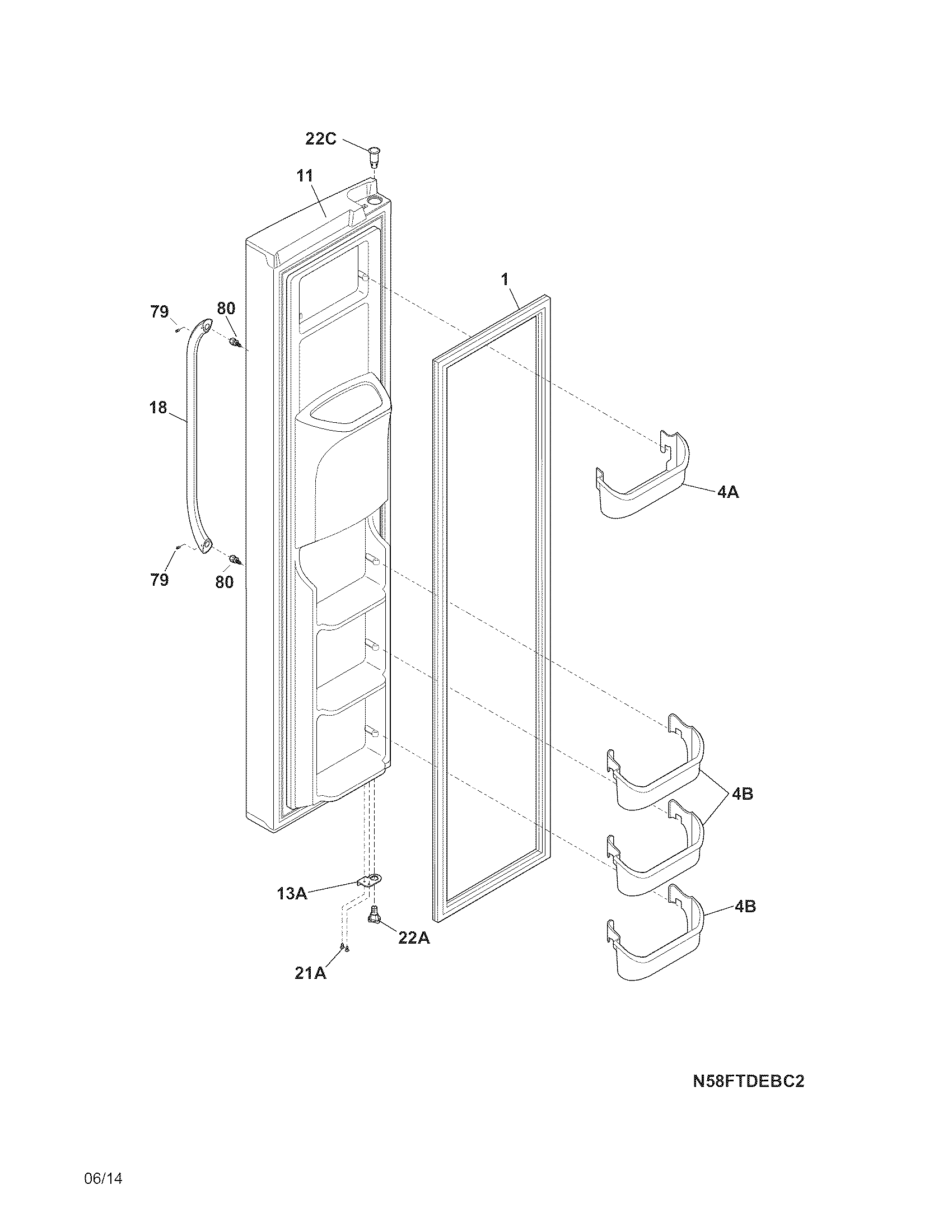 Crosley CRSH232PB6 freezer door diagram