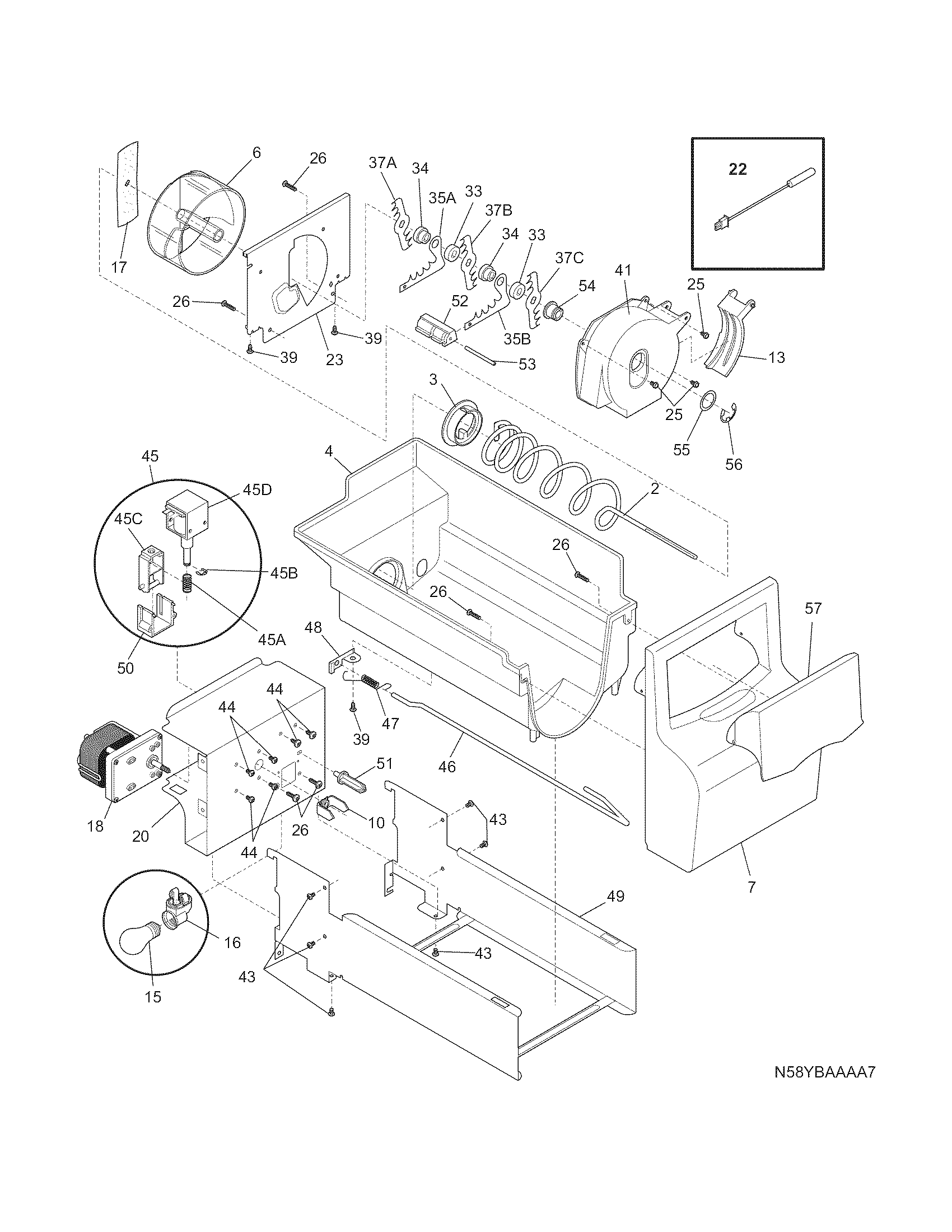 Crosley CRSH232PB6 ice container diagram