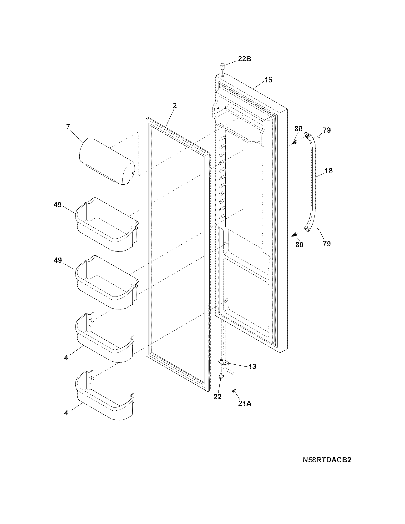 Crosley CRSH232PS4 refrigerator door diagram