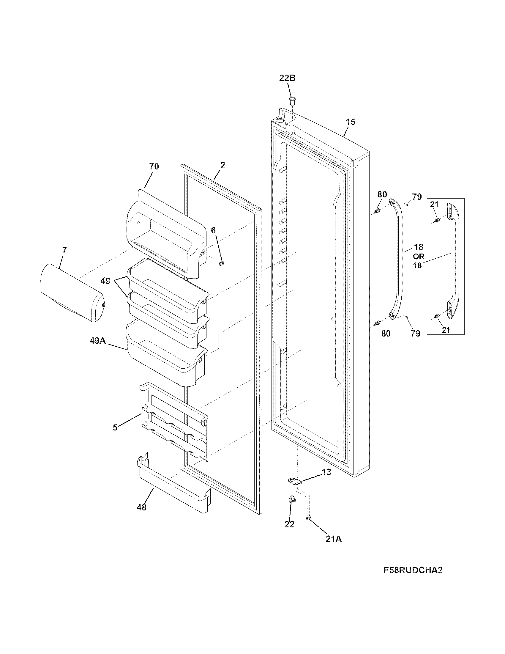 Frigidaire FFSC2323LSB refrigerator door diagram