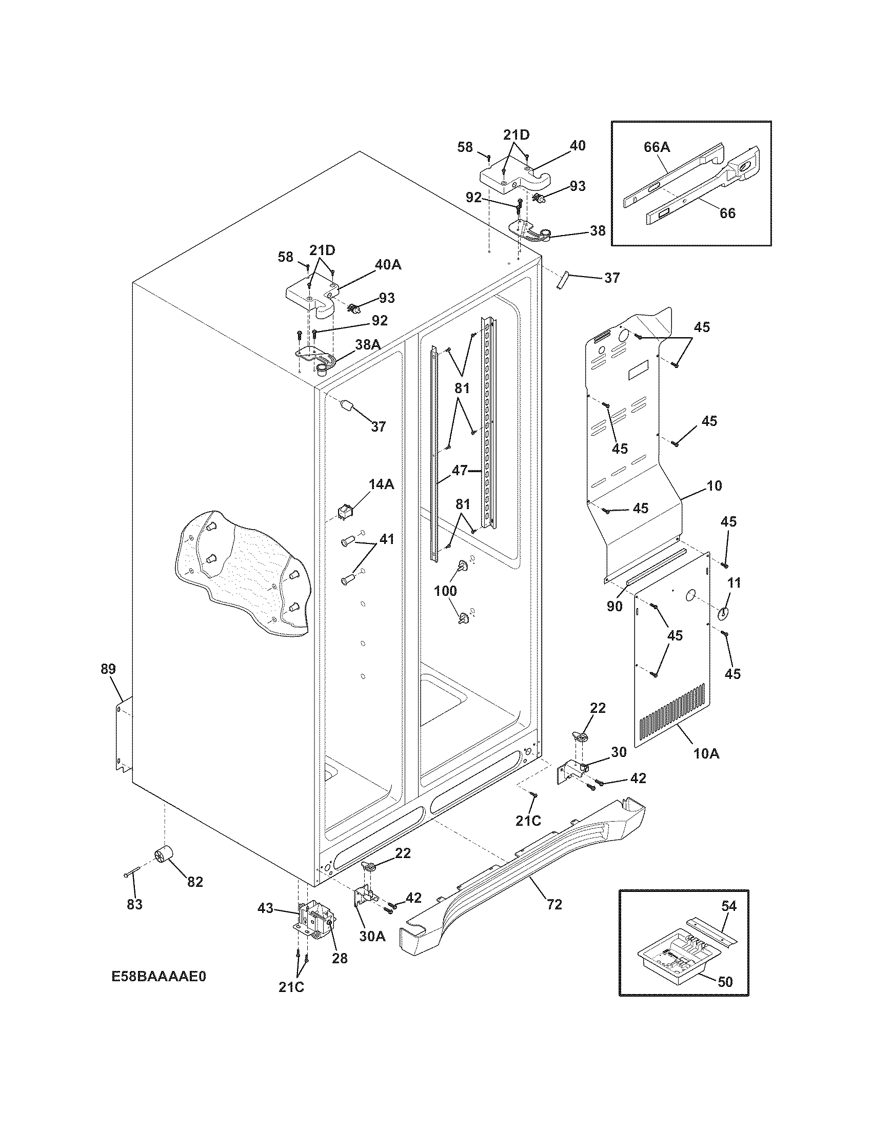 Frigidaire FFSC2323LSB cabinet diagram