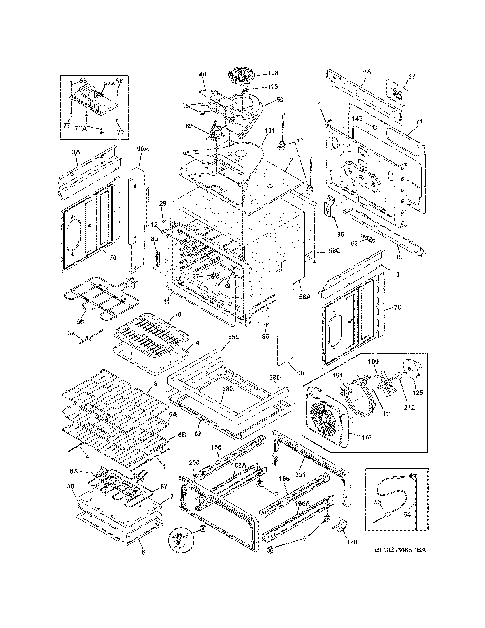Frigidaire FGES3065PFA body diagram