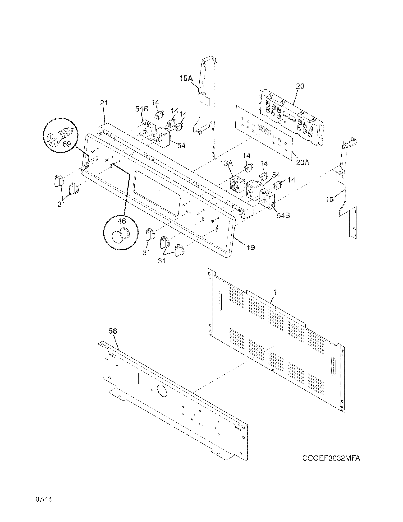 Frigidaire FGEF3032MFH backguard diagram