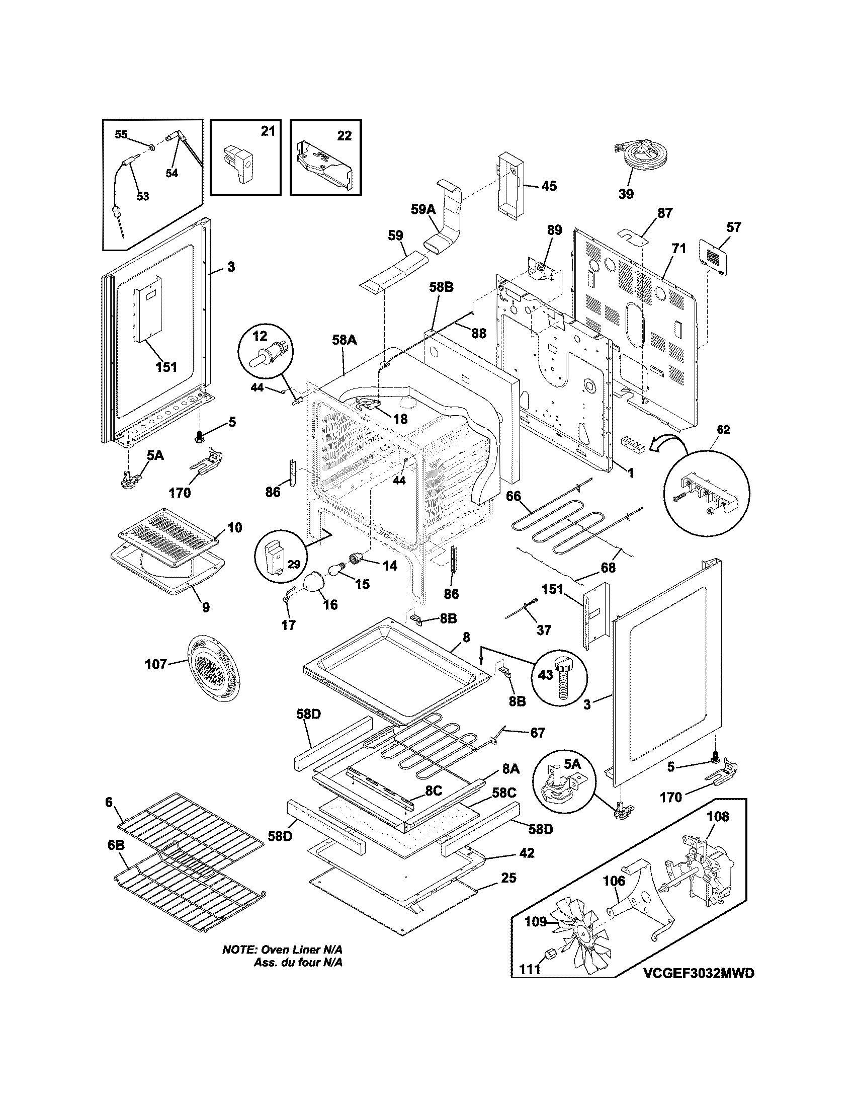Frigidaire FGEF3032MFH body diagram