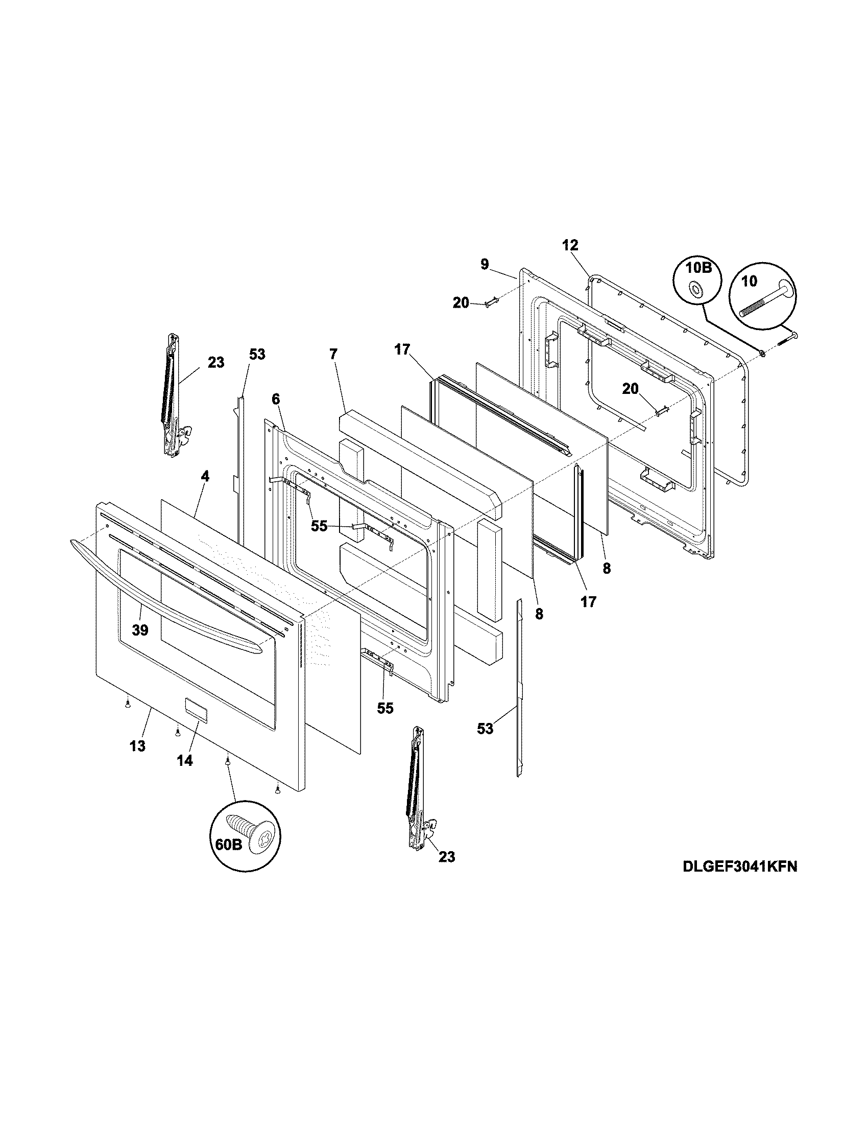 Frigidaire FGEF3032MFH door diagram