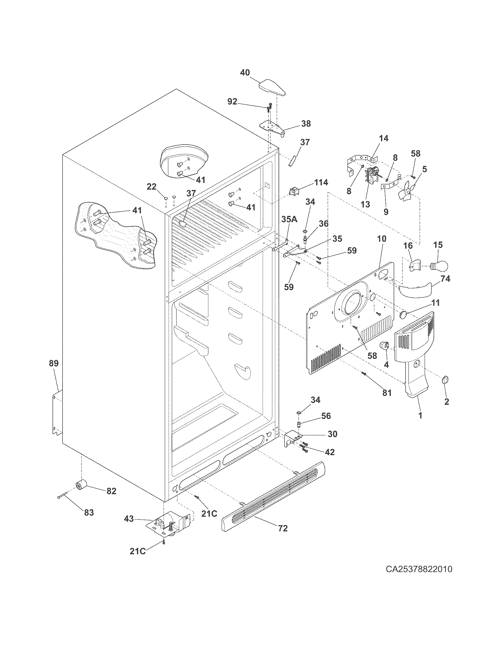 Frigidaire FFHI1817LBB cabinet diagram