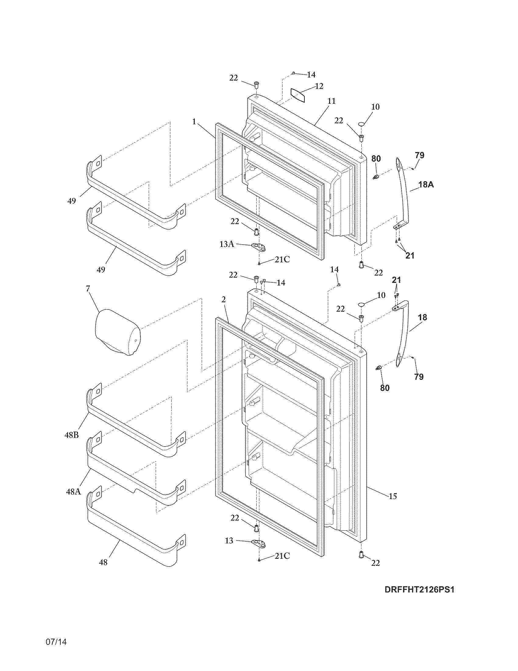 Frigidaire FFHI2126PS5 doors diagram
