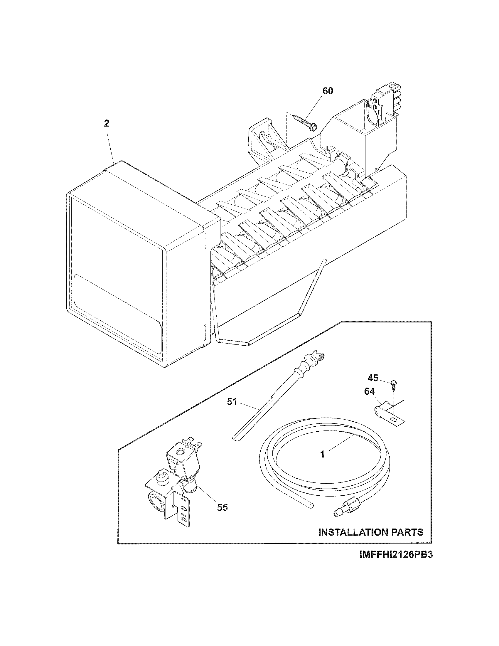 Frigidaire FFHI2126PS5 ice maker diagram